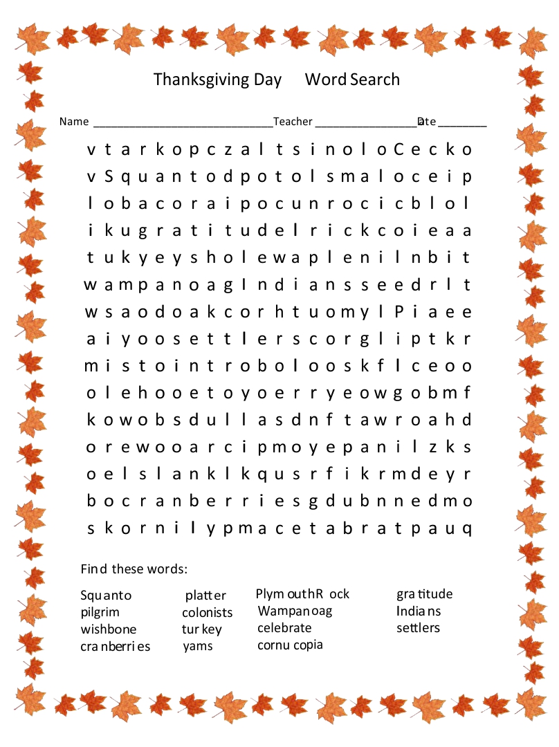 Thanksgiving Worksheets 2nd Grade