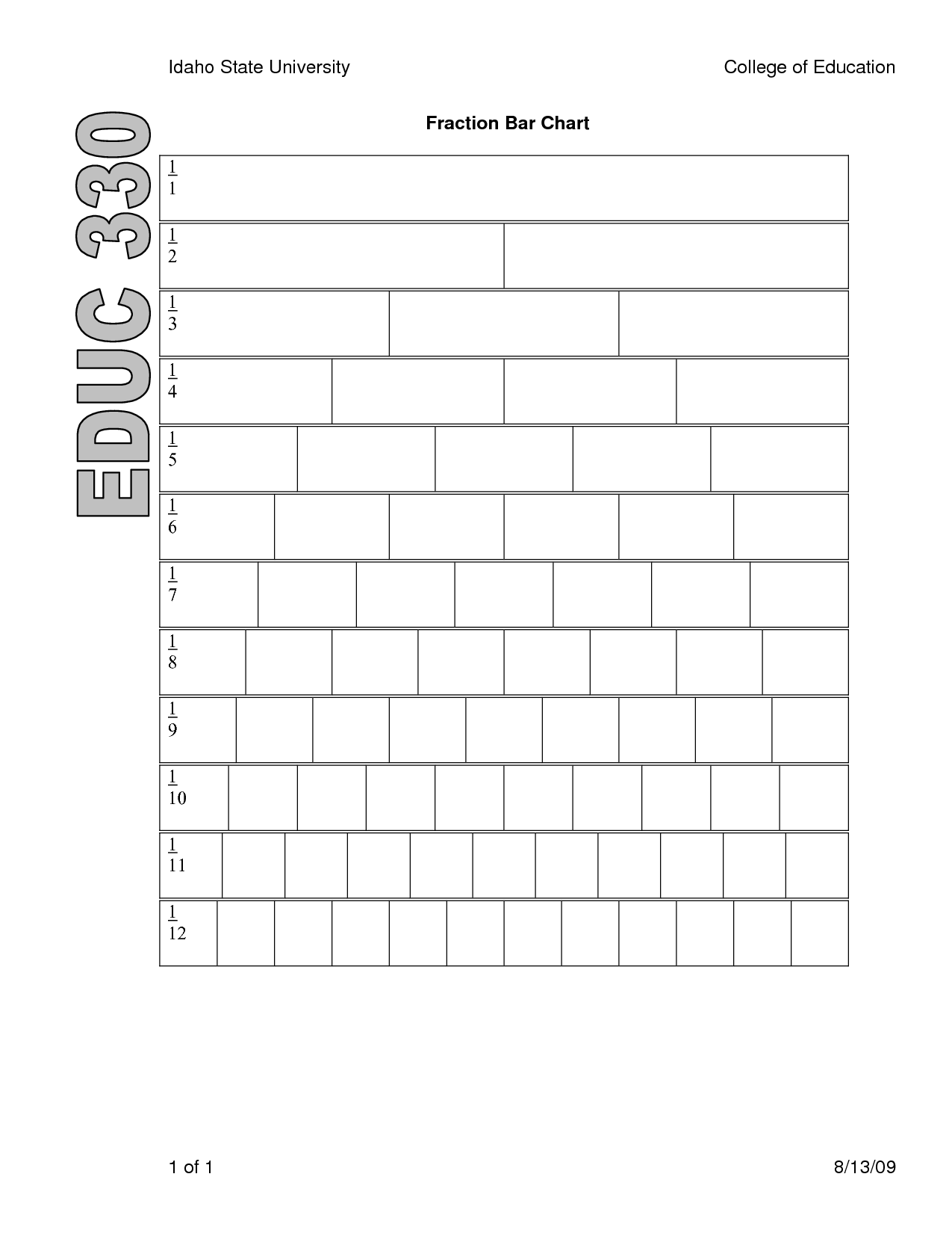 4 Best Images Of Printable Blank Fraction Bars Blank Fraction Strips Printable Printable