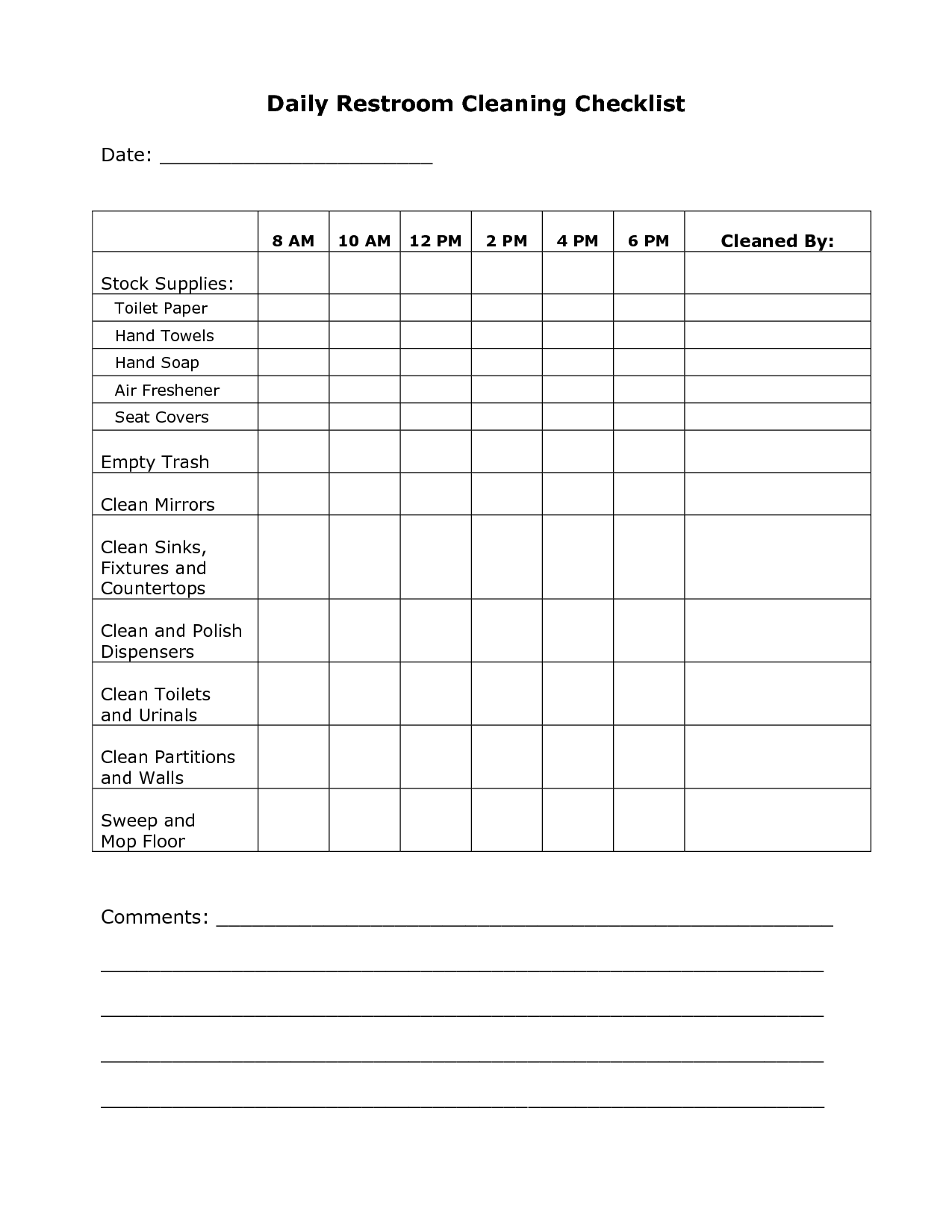 6 Best Images Of Printable Cleaning Check Off Sheets Kitchen Cleaning 