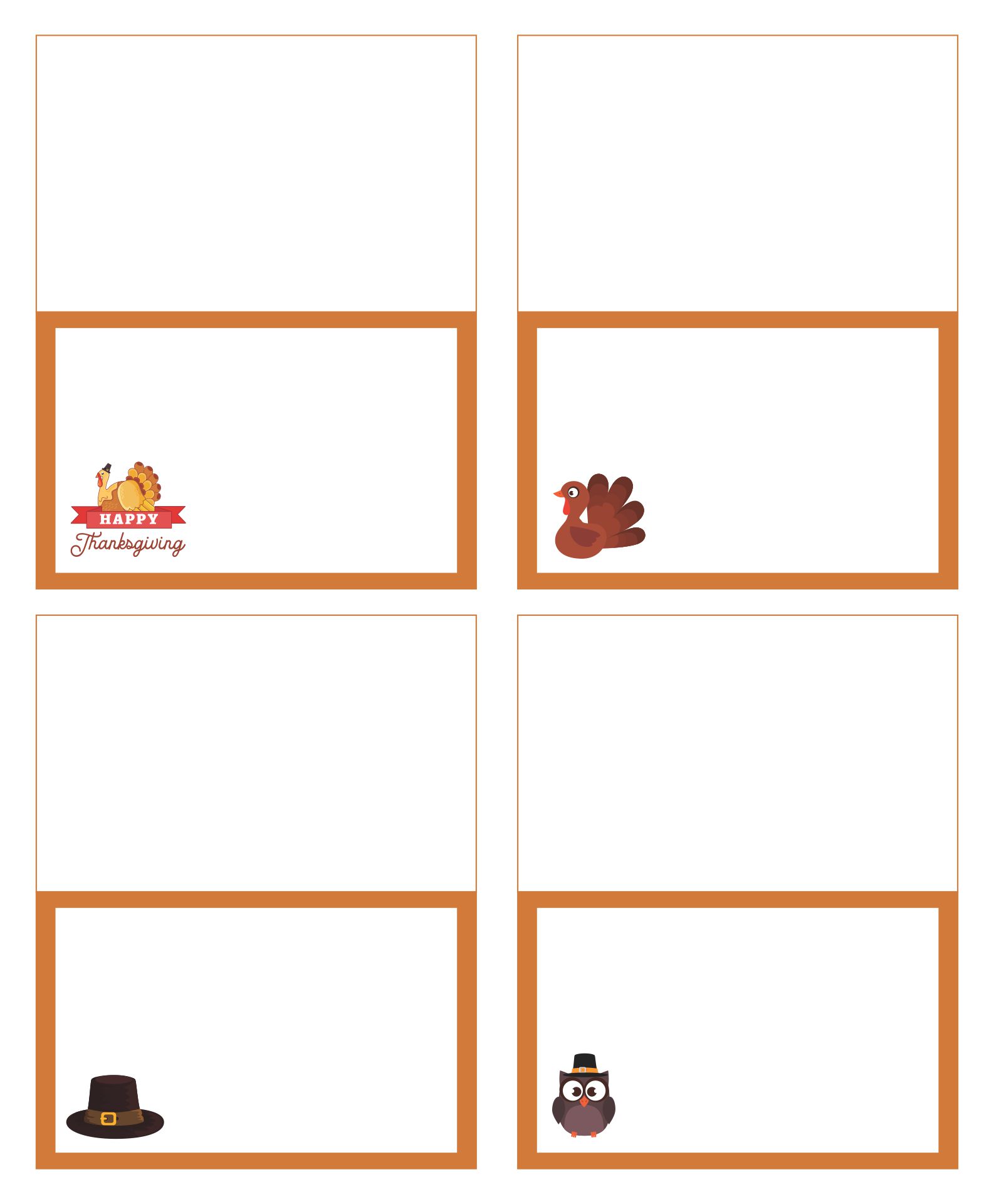 Free Printable Foldable Thanksgiving Place Cards