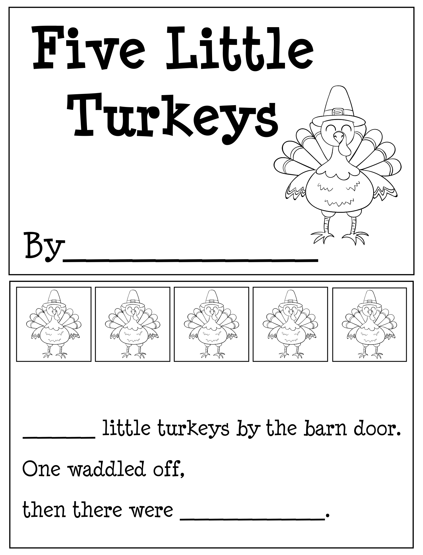 4 Best Images Of Printable Thanksgiving Books For Kindergarten 5 Little Turkeys Printable Book 