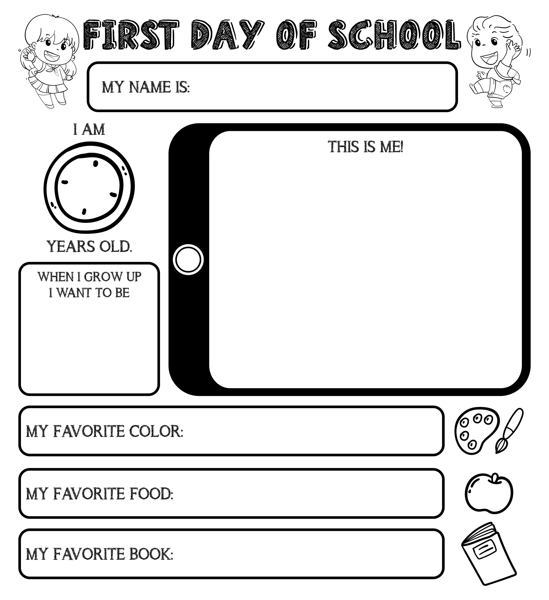 6 Best Images Of First Day Of School Printable Worksheets First Day