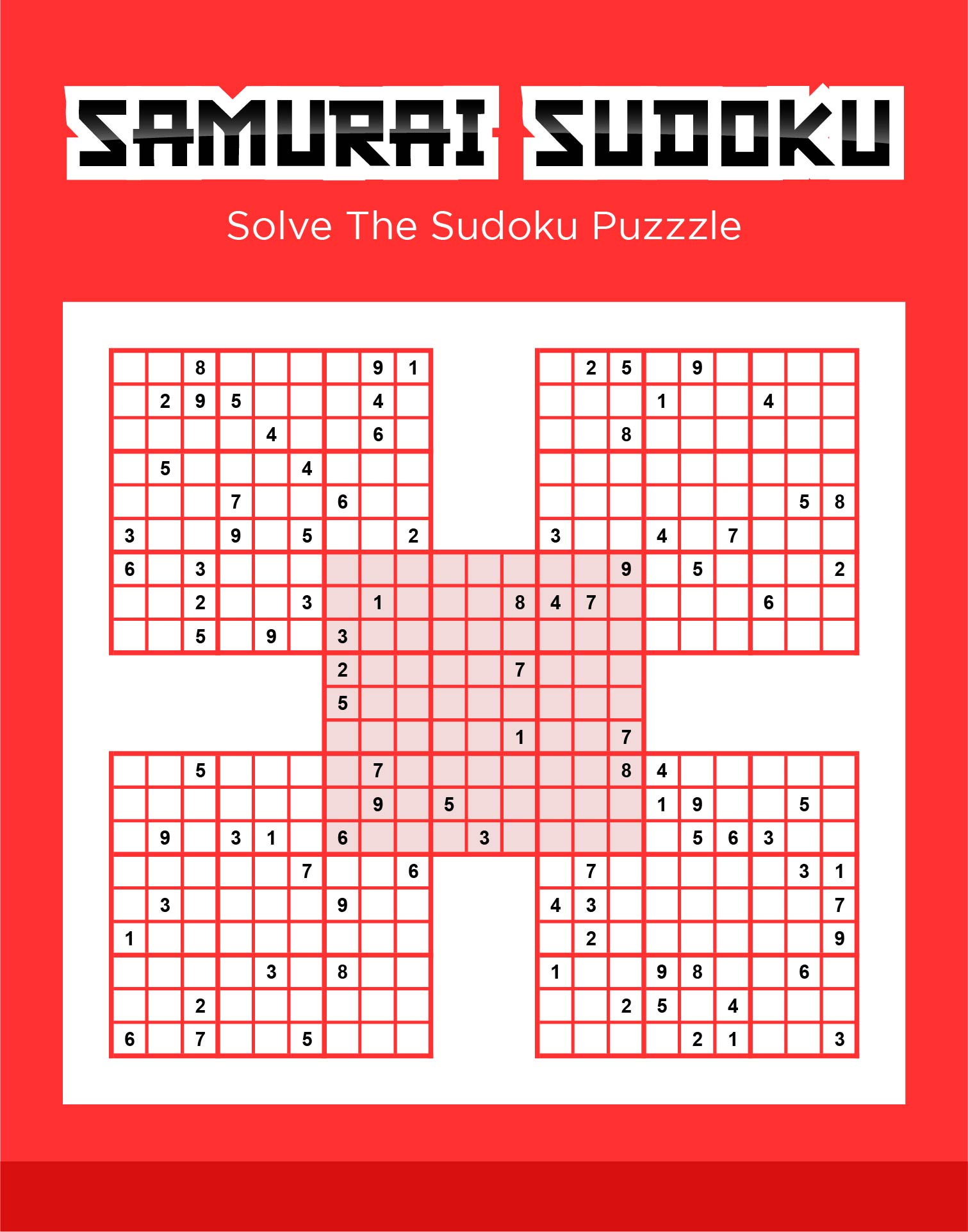 4 Best Images Of Printable Samurai Sudoku Grid Printable Samurai Sudoku Puzzles Free