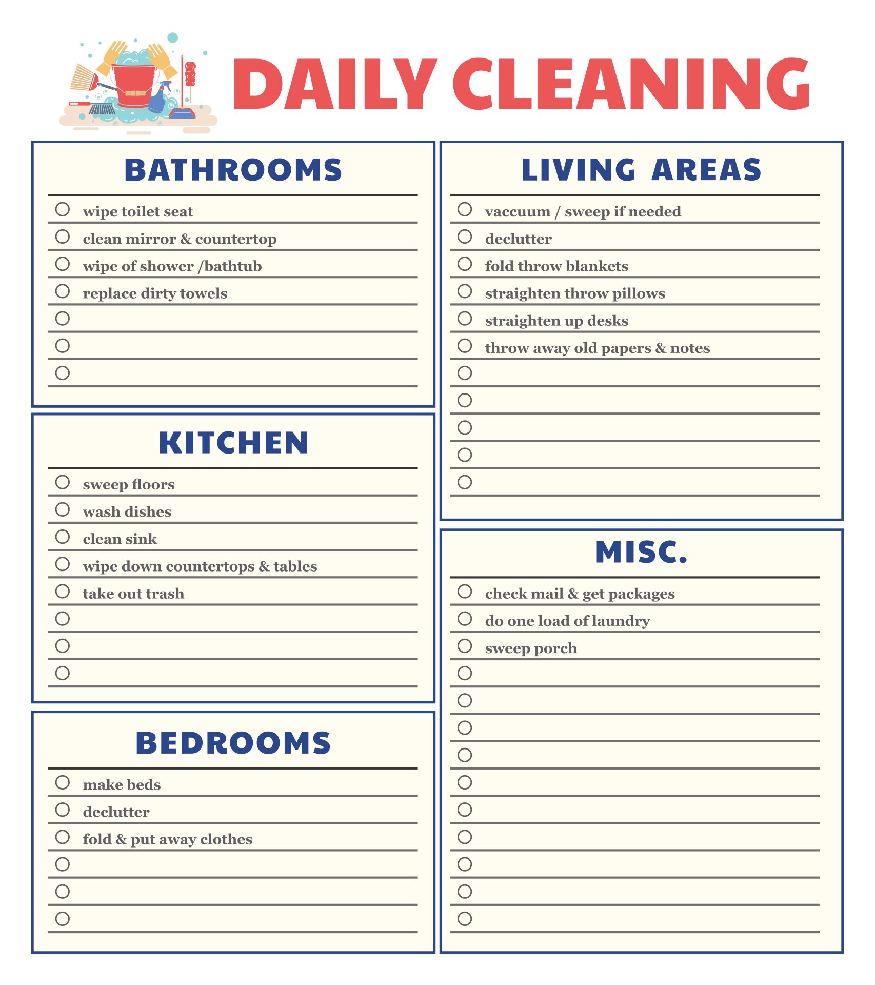House Cleaning Schedule Free Printable