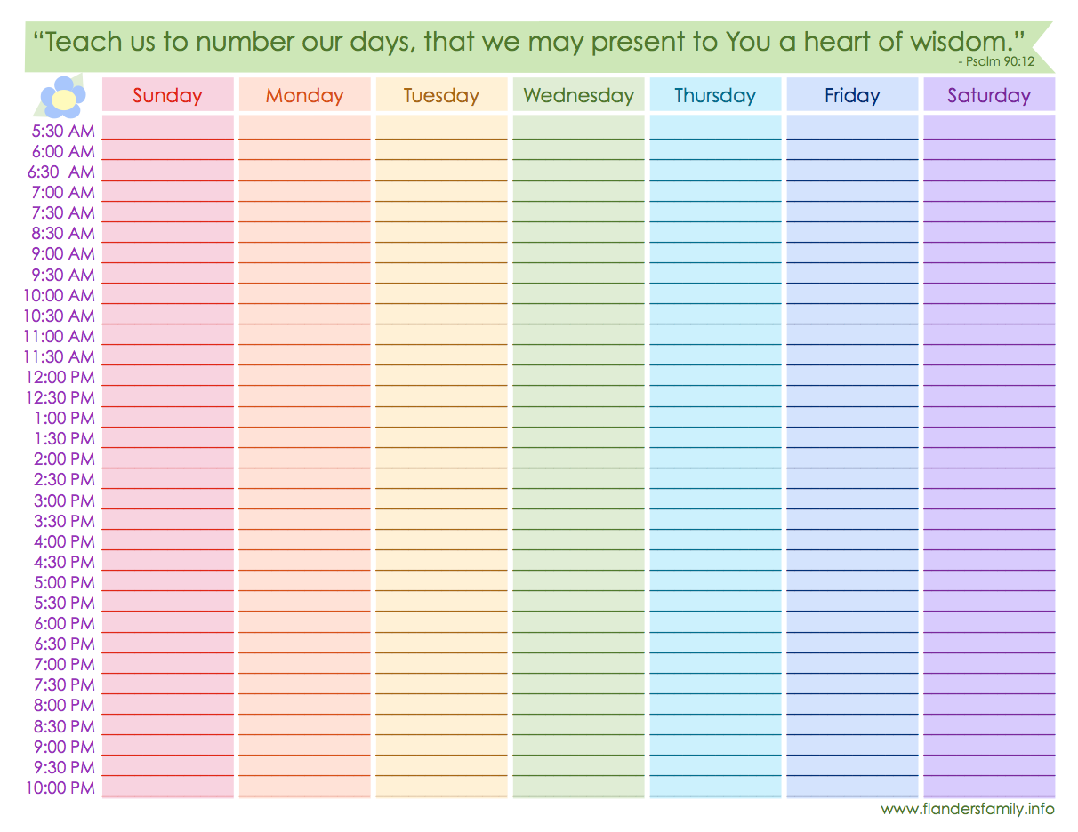 Free Printable Weekly Schedule Template