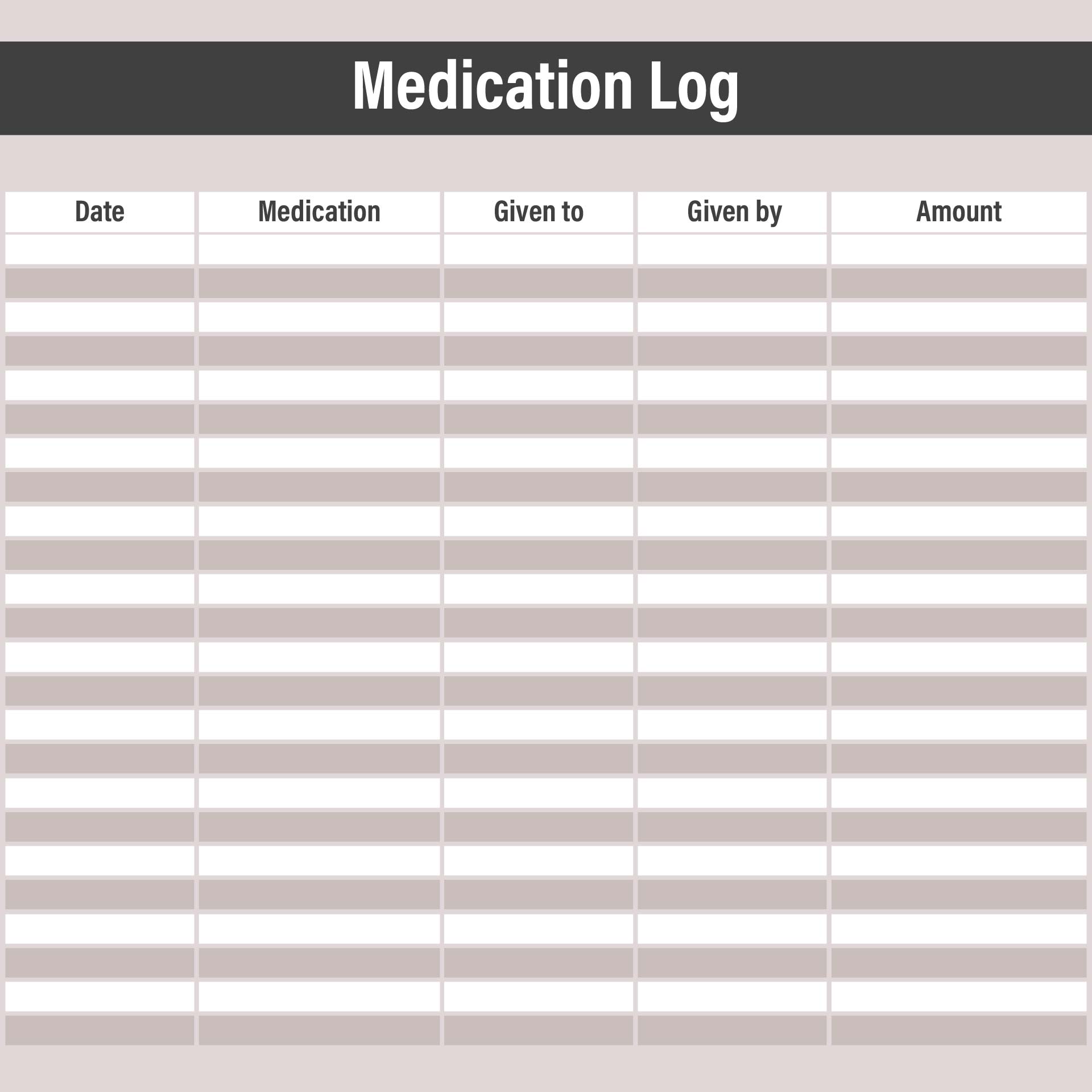 Medication Log Free Printable