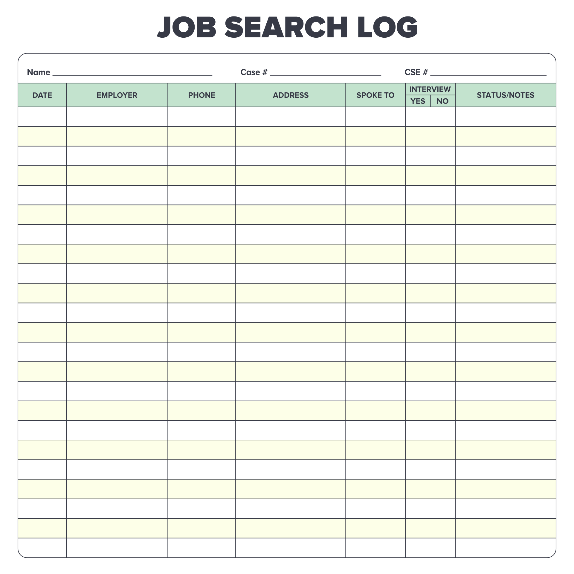  Printable Job Search Log Template Printable Templates