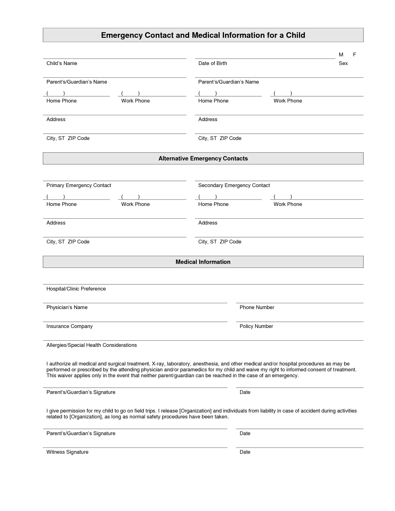 7 Best Images Of Printable Employee Emergency Contact List Free