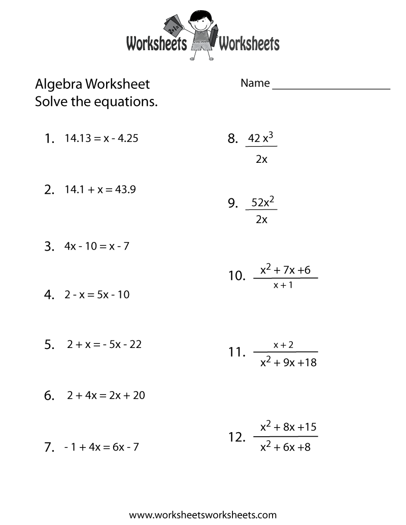 7 Best Images Of College Algebra Worksheets Printable Algebra Math 