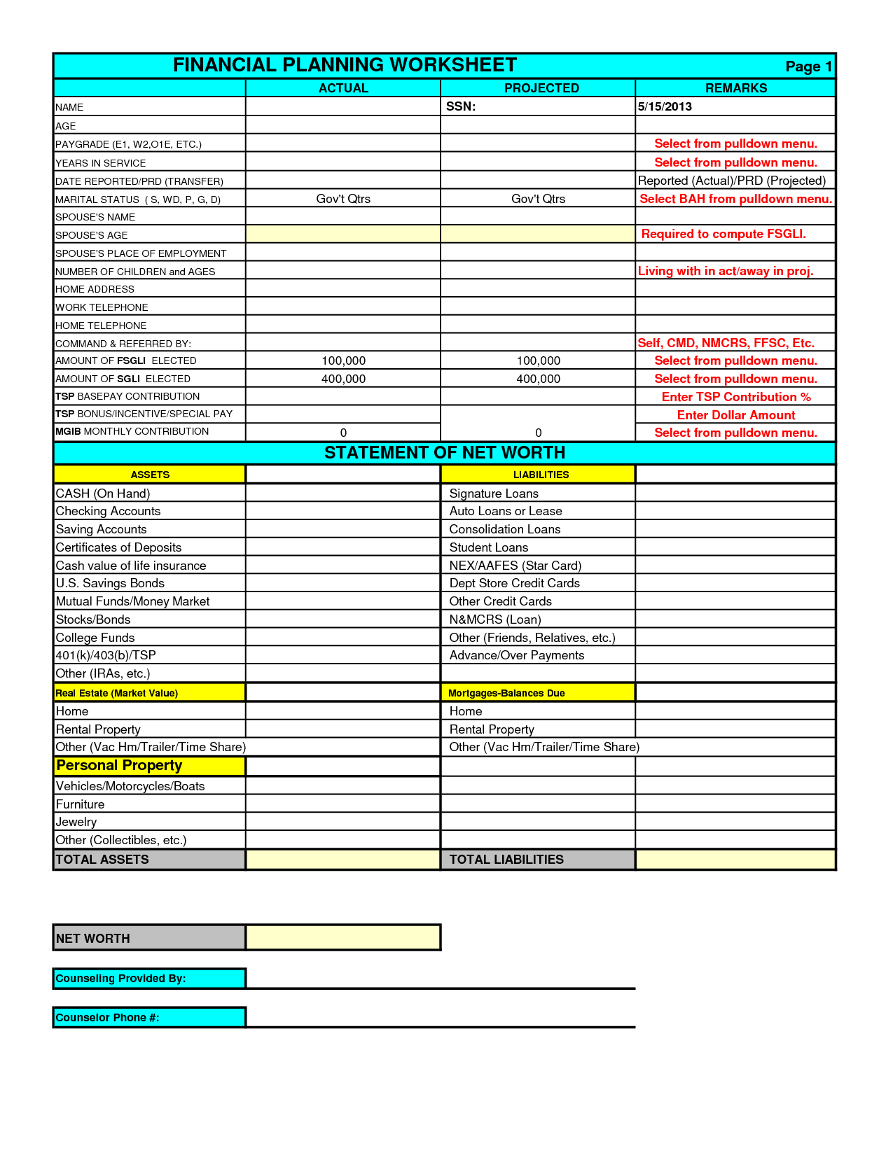 7 Best Images Of Financial Planning Printables Free Printable Planner 