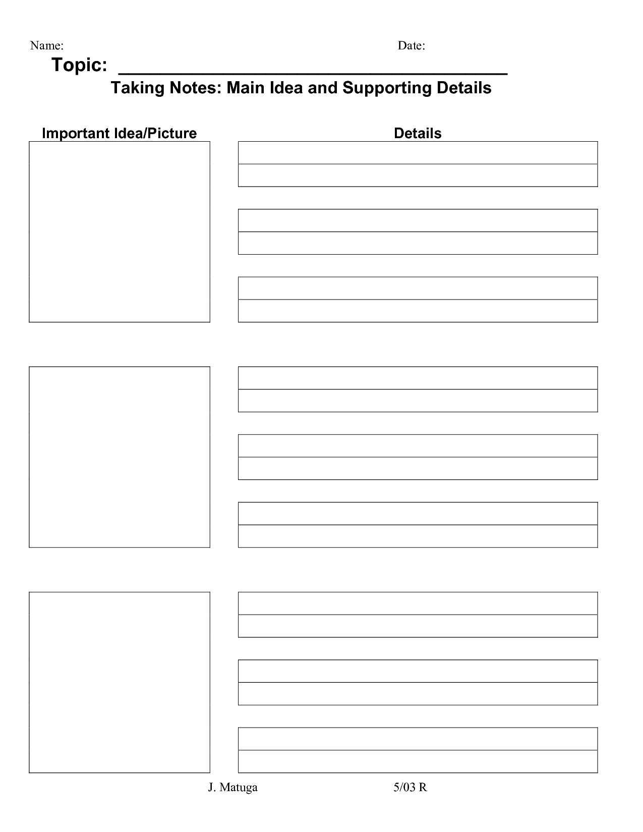 Printable Note Taking Template