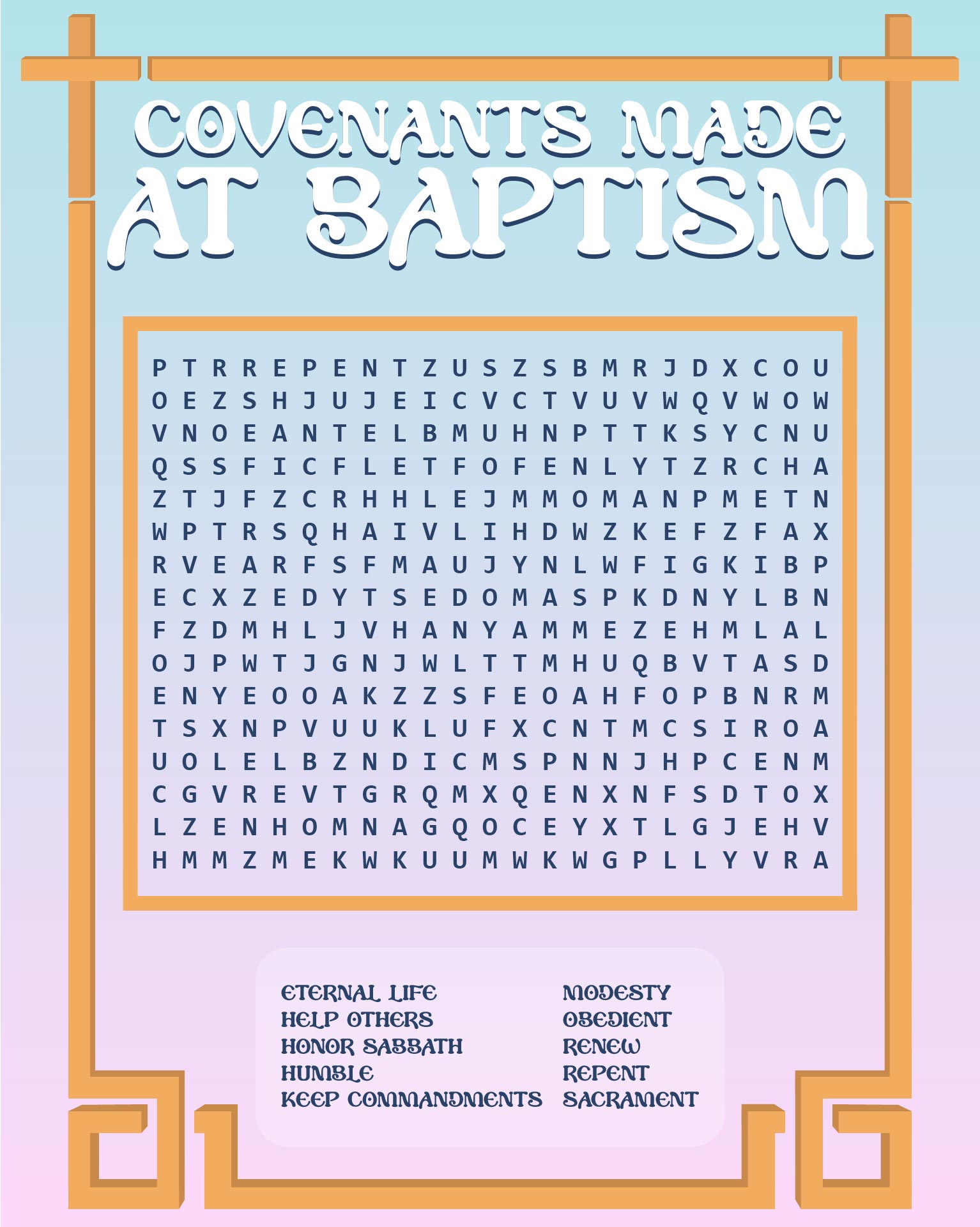 7 Best Images Of Baptism LDS Printable Word Search Baptismal Covenants Word Search Jesus