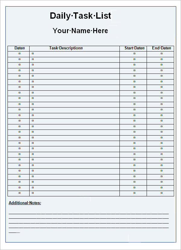 Best Images Of Printable Daily Task List Template Printable Daily The 