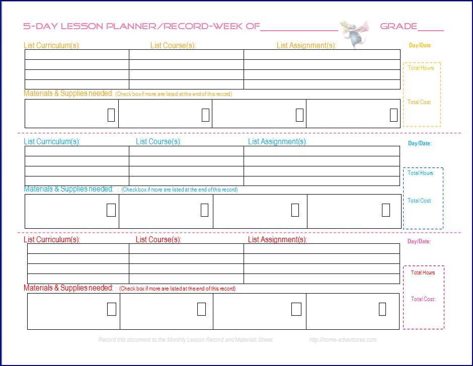 6 Best Images Of Printable Homeschool Lesson Plan Template Free Printable Homeschool Lesson