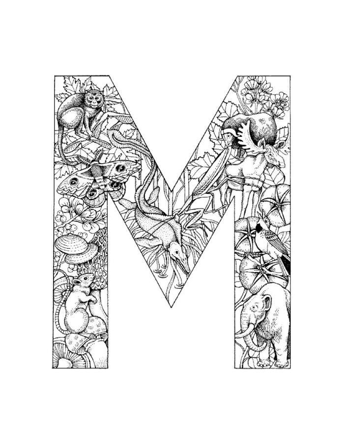 8 Best Images Of Printable Letters Coloring Pages Adults Animal 