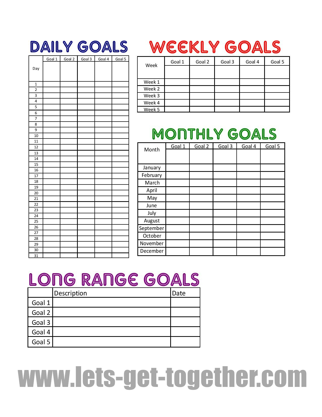 6 Best Images of Printable Weight Loss Goal Setting Worksheet Weight