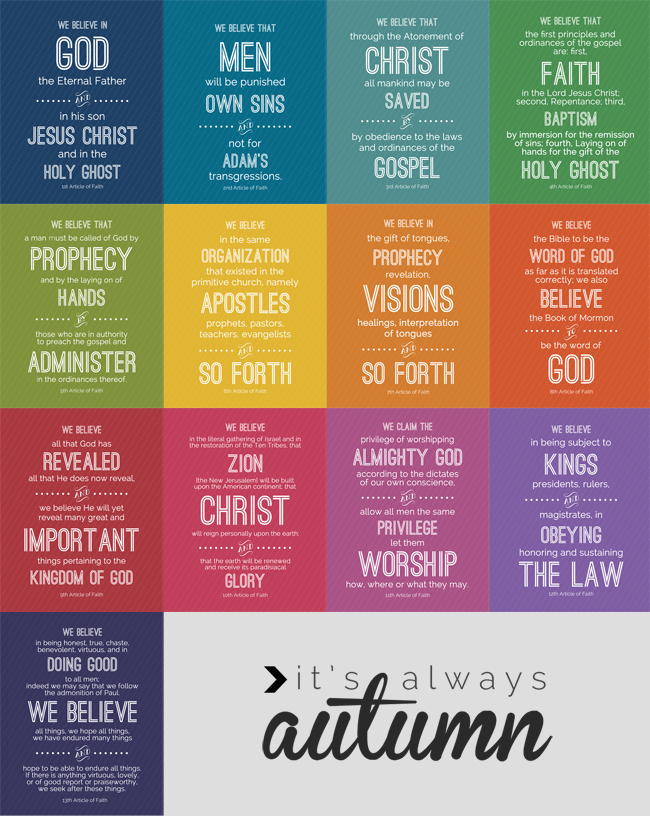 Lds Articles Of Faith Printable