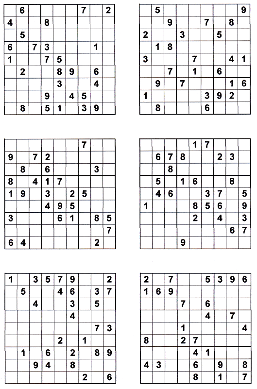 Easy Printable Sudoko Puzzles