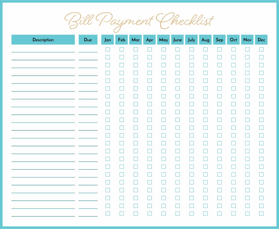 6 Best Images Of Free Printable Bill Payment Chart Printable Monthly Bill Pay Charts