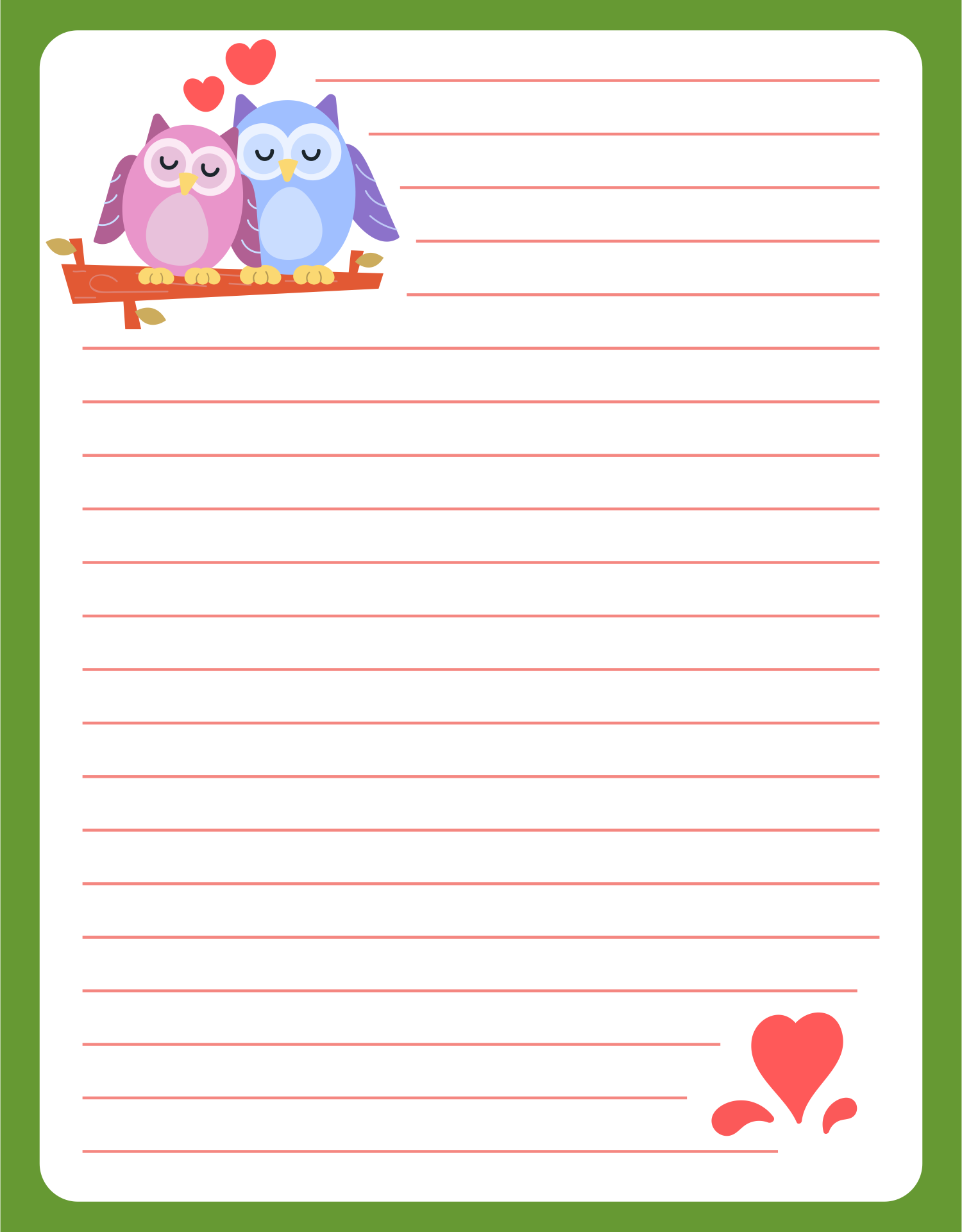 Owl Writing Paper Free Printable Free Printable Templates