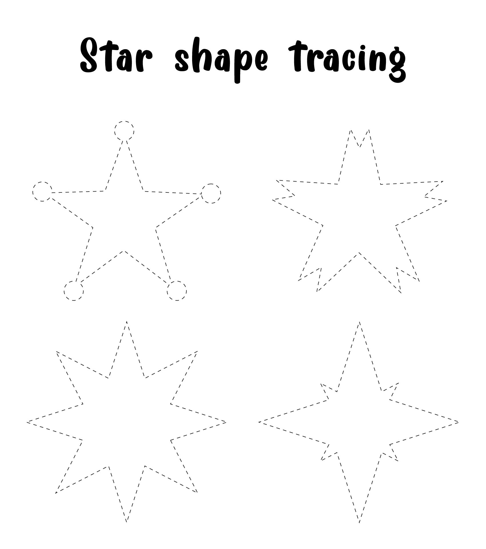 6 Best Images Of Printable Preschool Worksheets Star Tracing Stars 