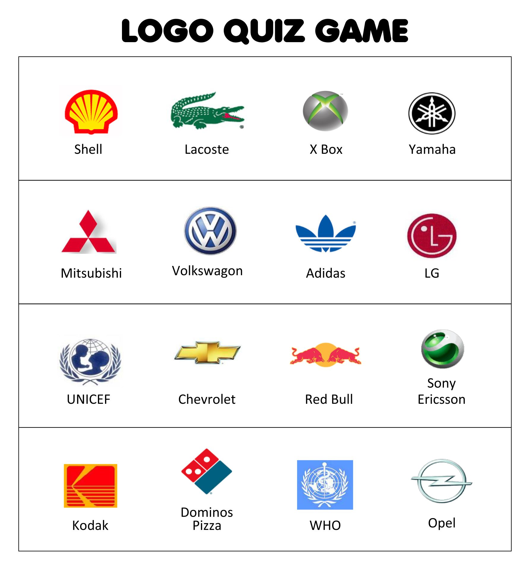sports logo quiz answers level 1