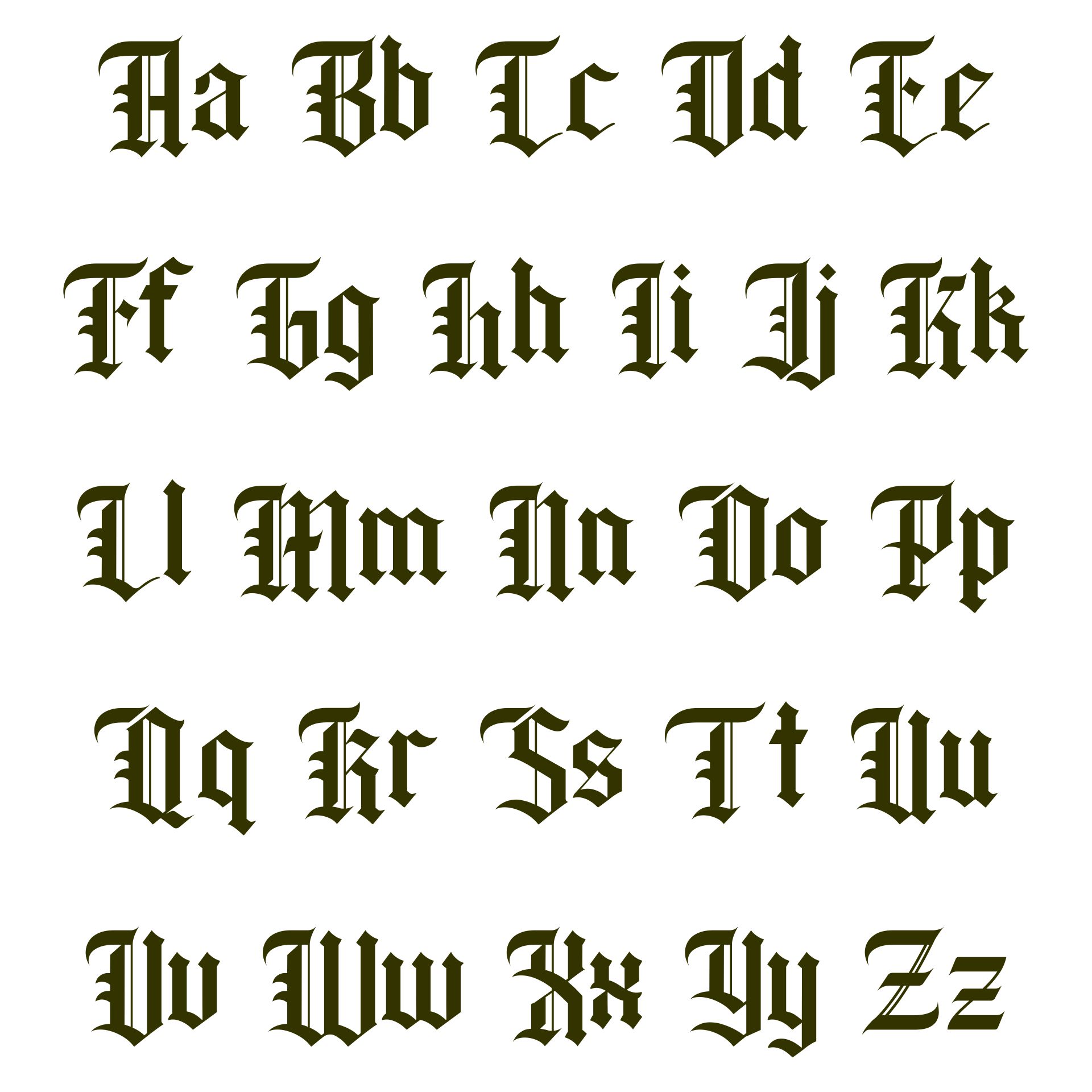 large old english font alphabet