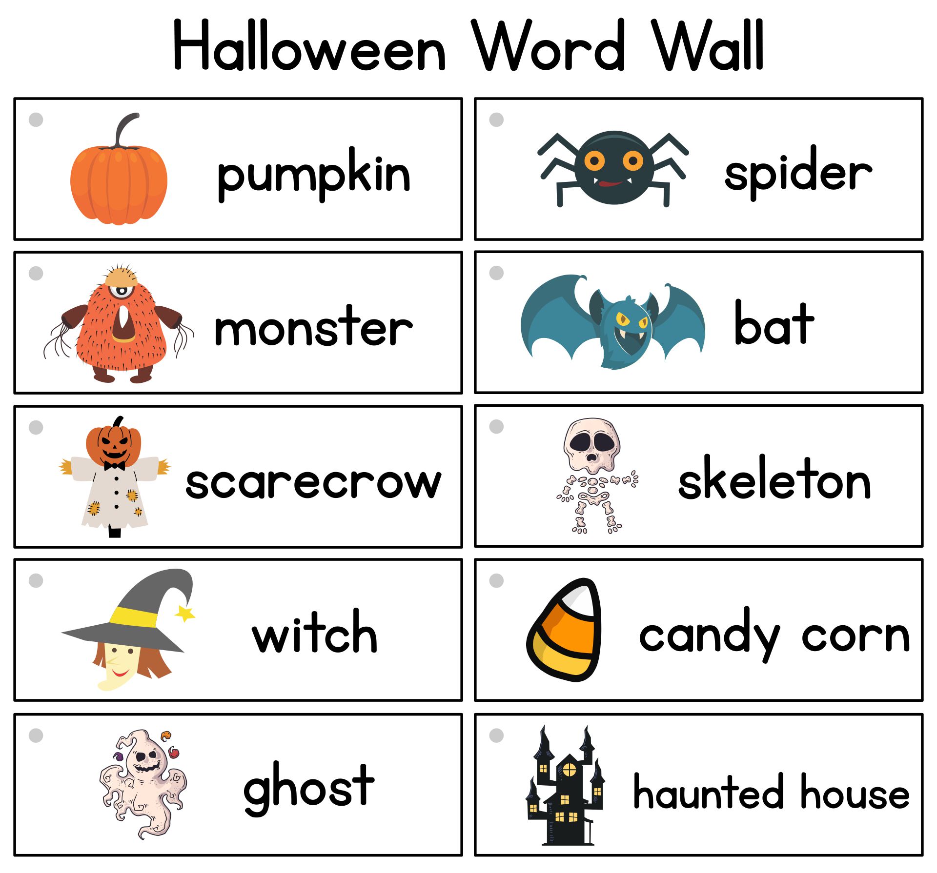 Halloween Word Wall Vocabulary