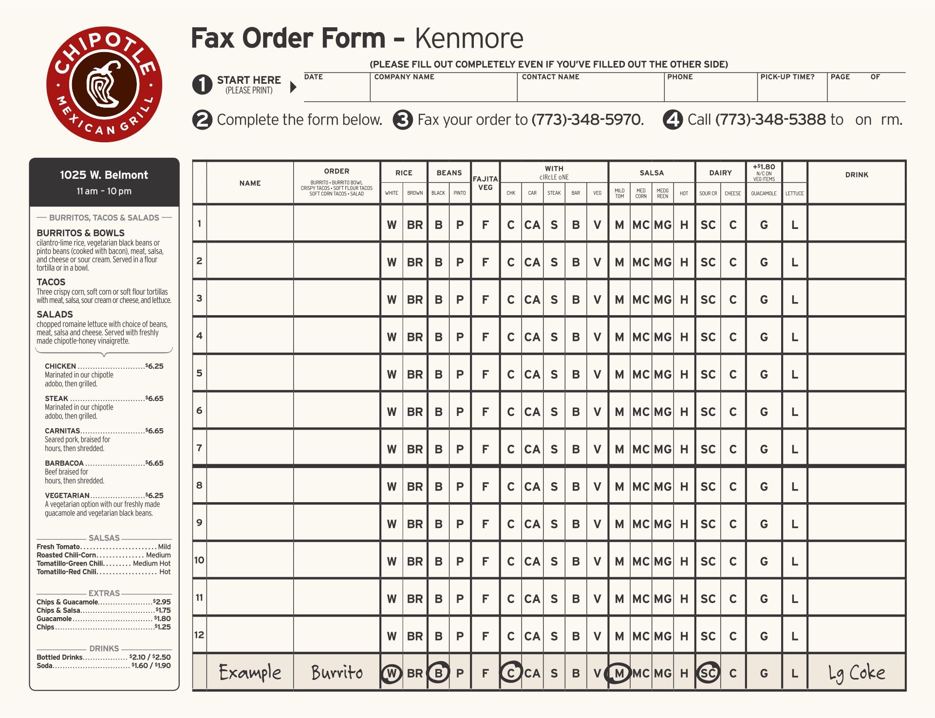 chipotle order form