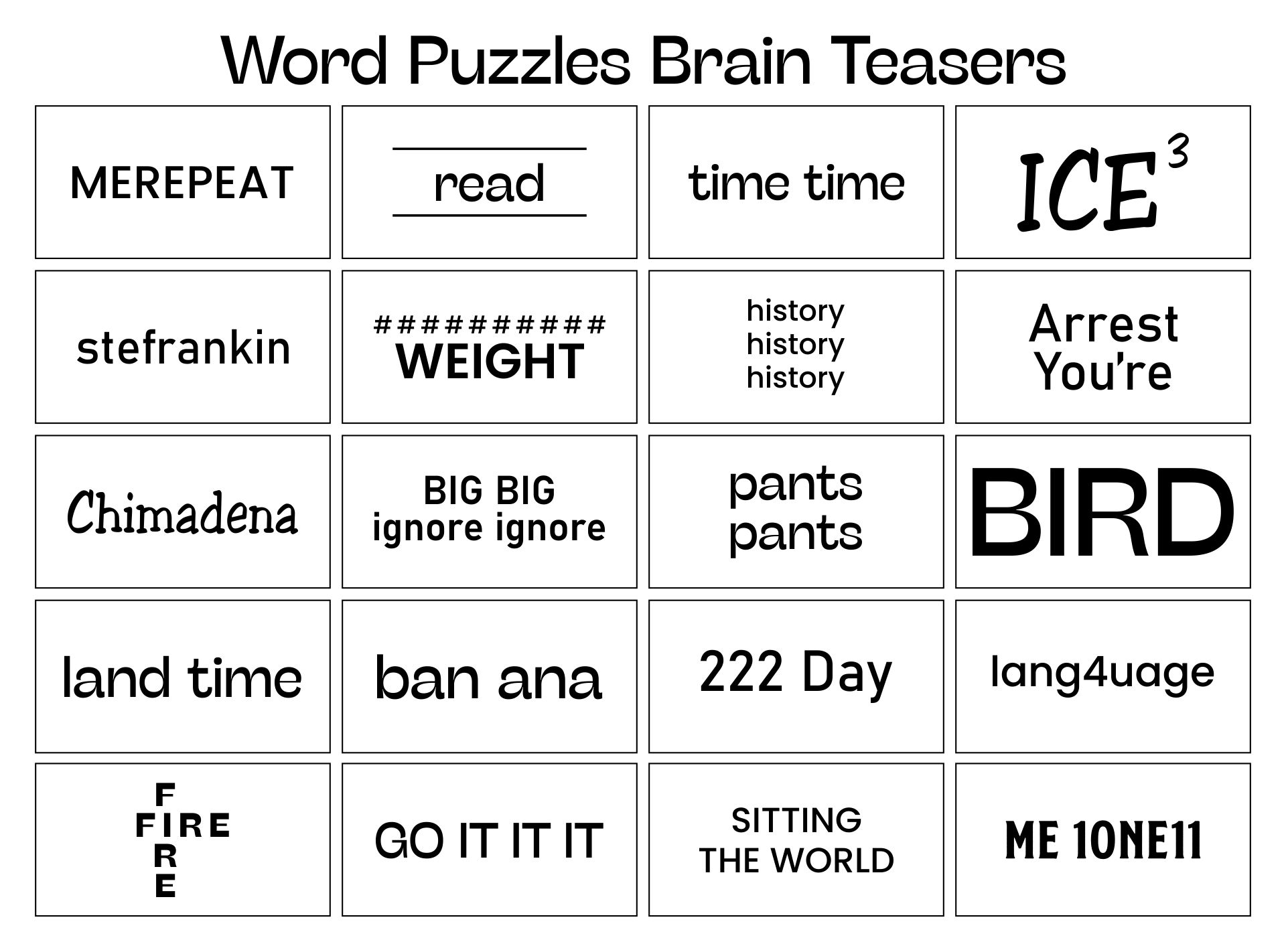 word puzzles brain teasers with answers