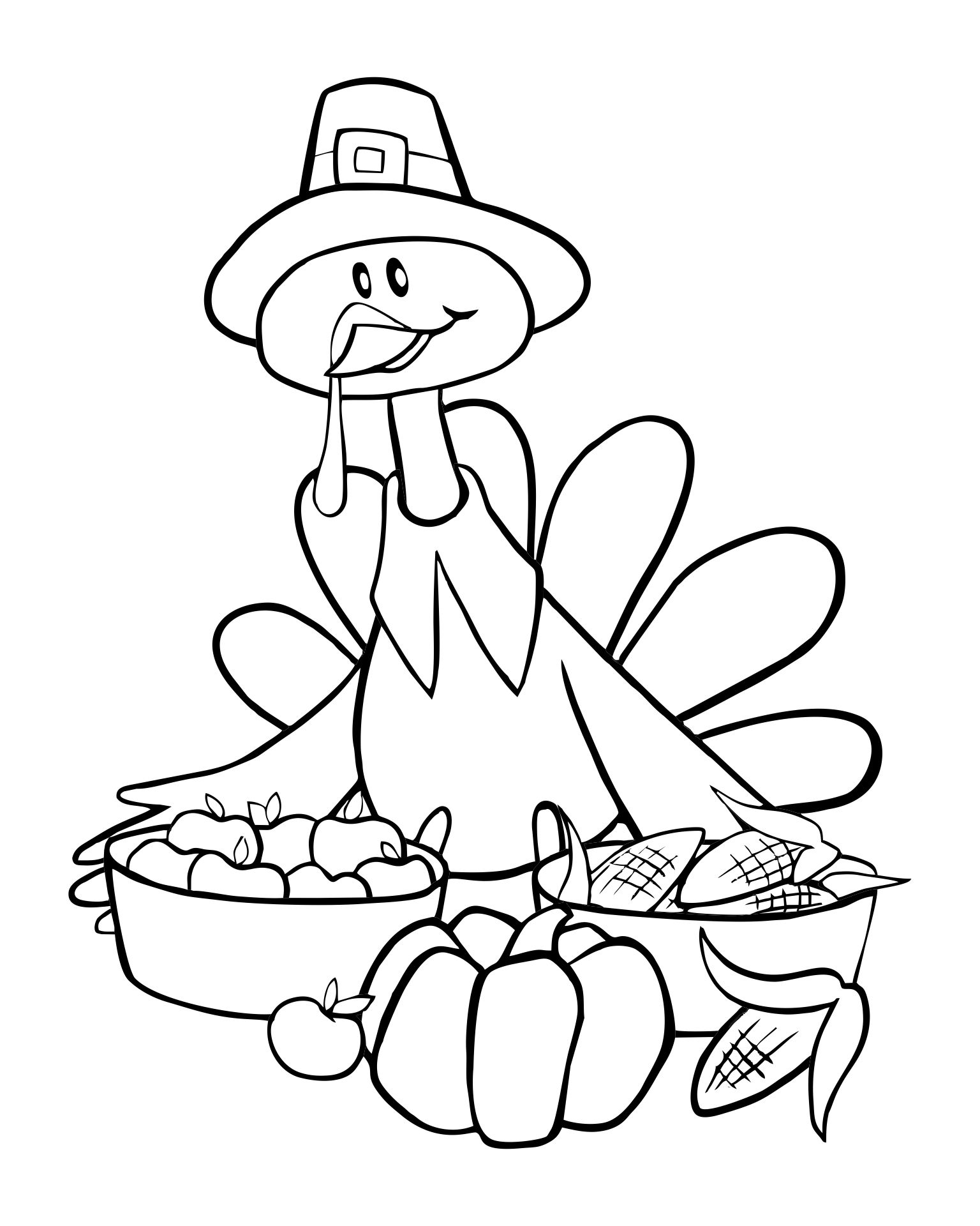 Cute Thanksgiving Turkey Coloring Pages