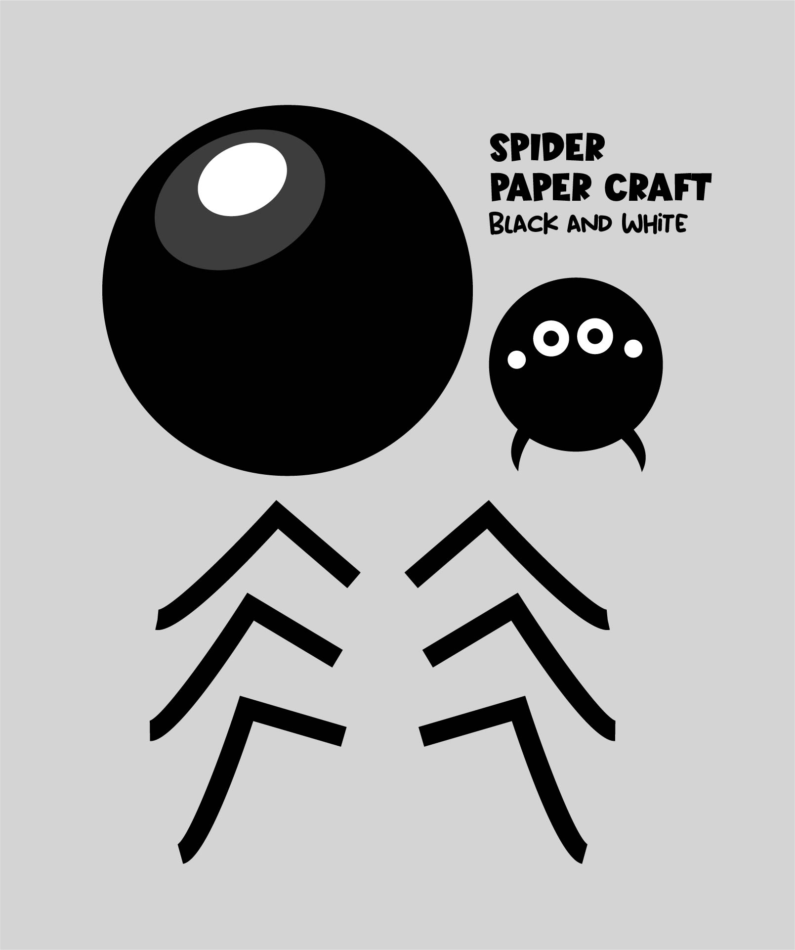 Printable Spider Paper Craft Black And White Template Halloween Preschool