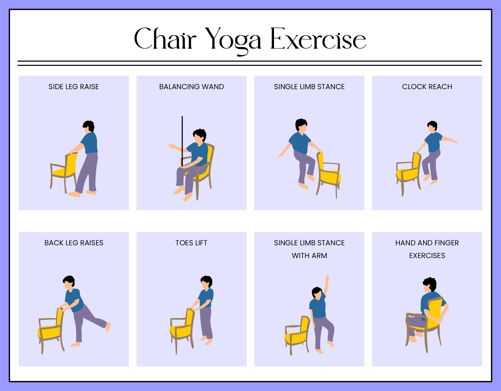 Printable Senior Chair Exercises  Chair yoga, Yoga for seniors, Chair  exercises