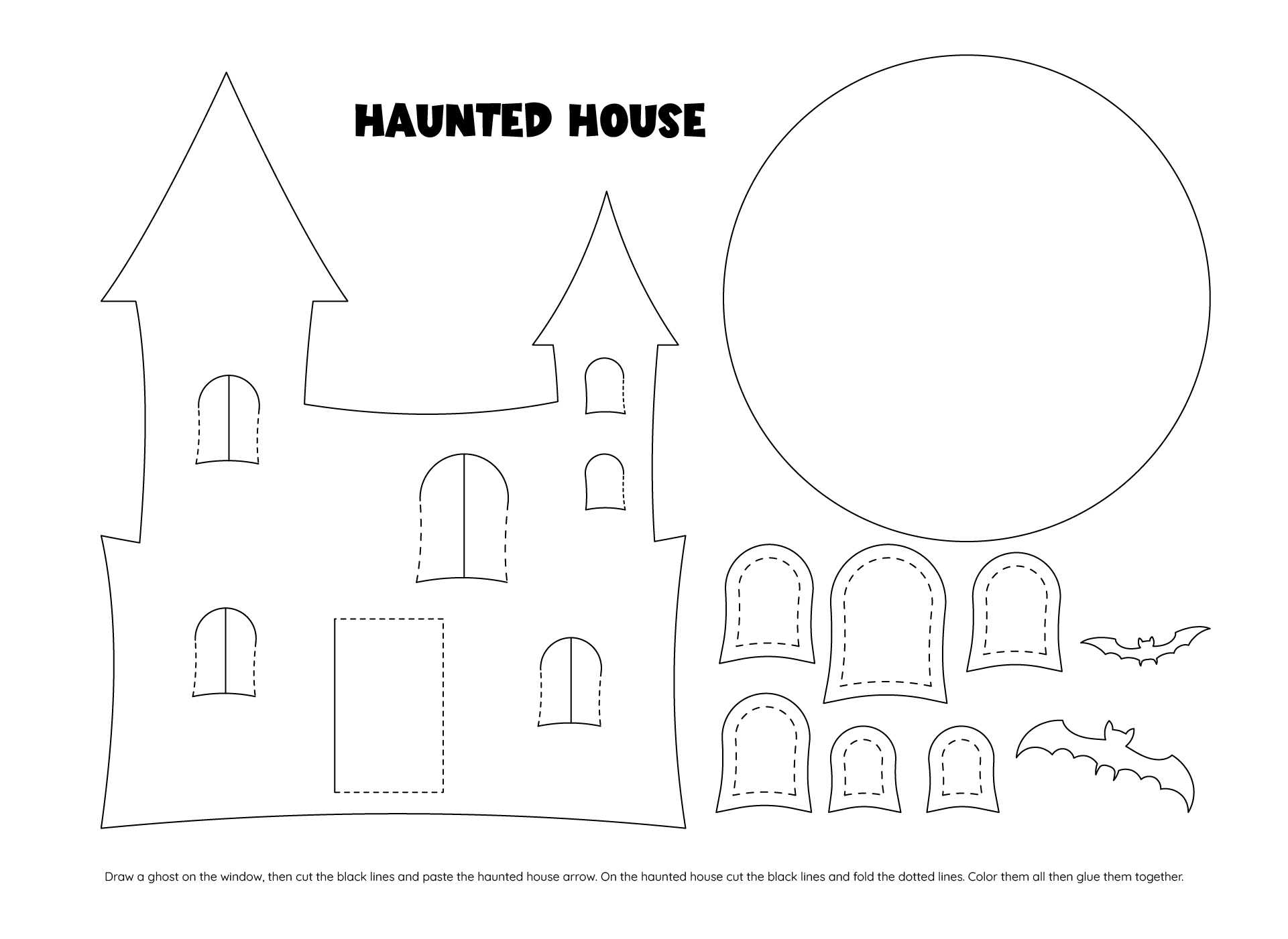 Halloween Haunted House Cut Out Craft Template