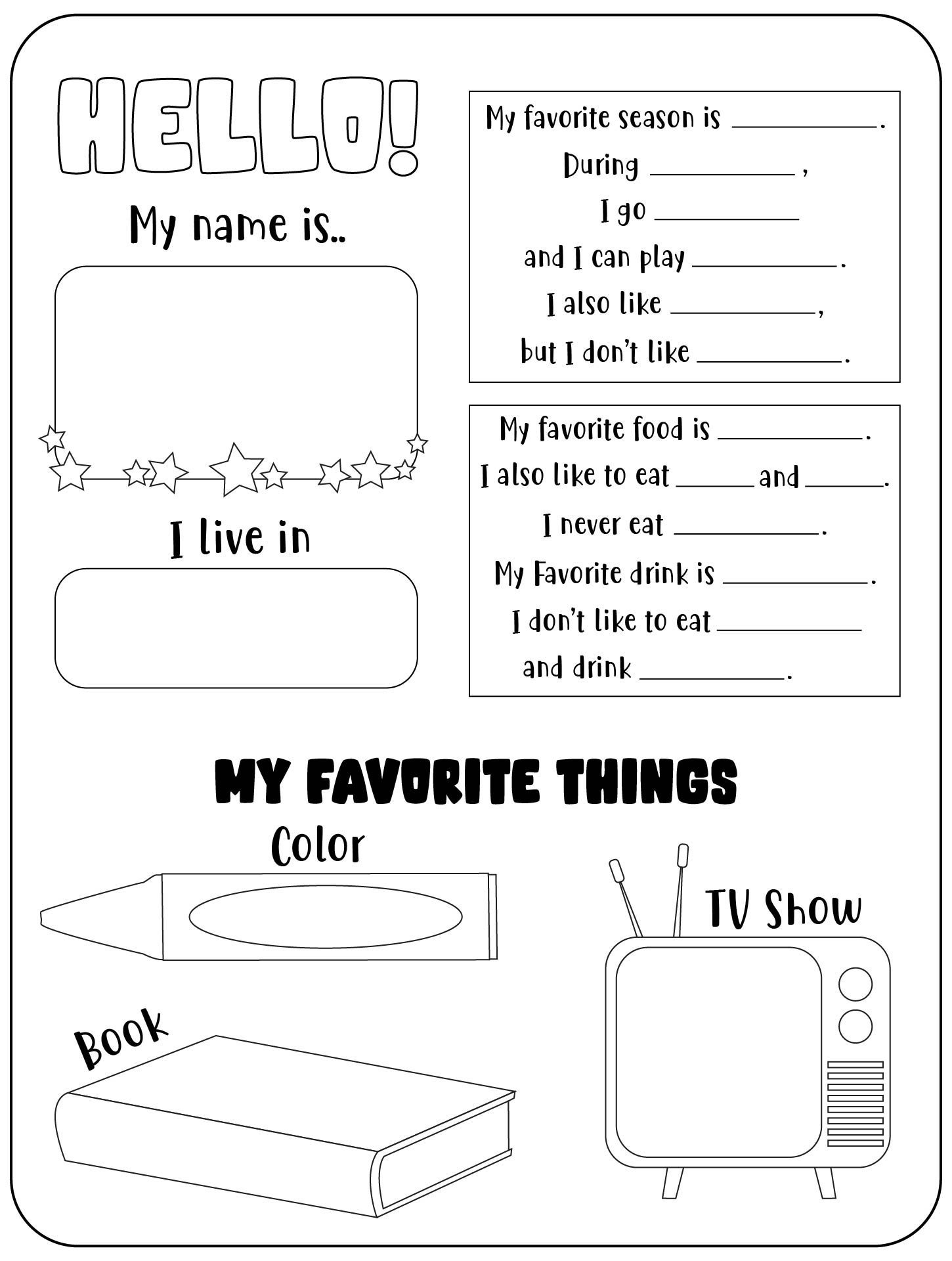 English EFL Worksheet All About Me Printable