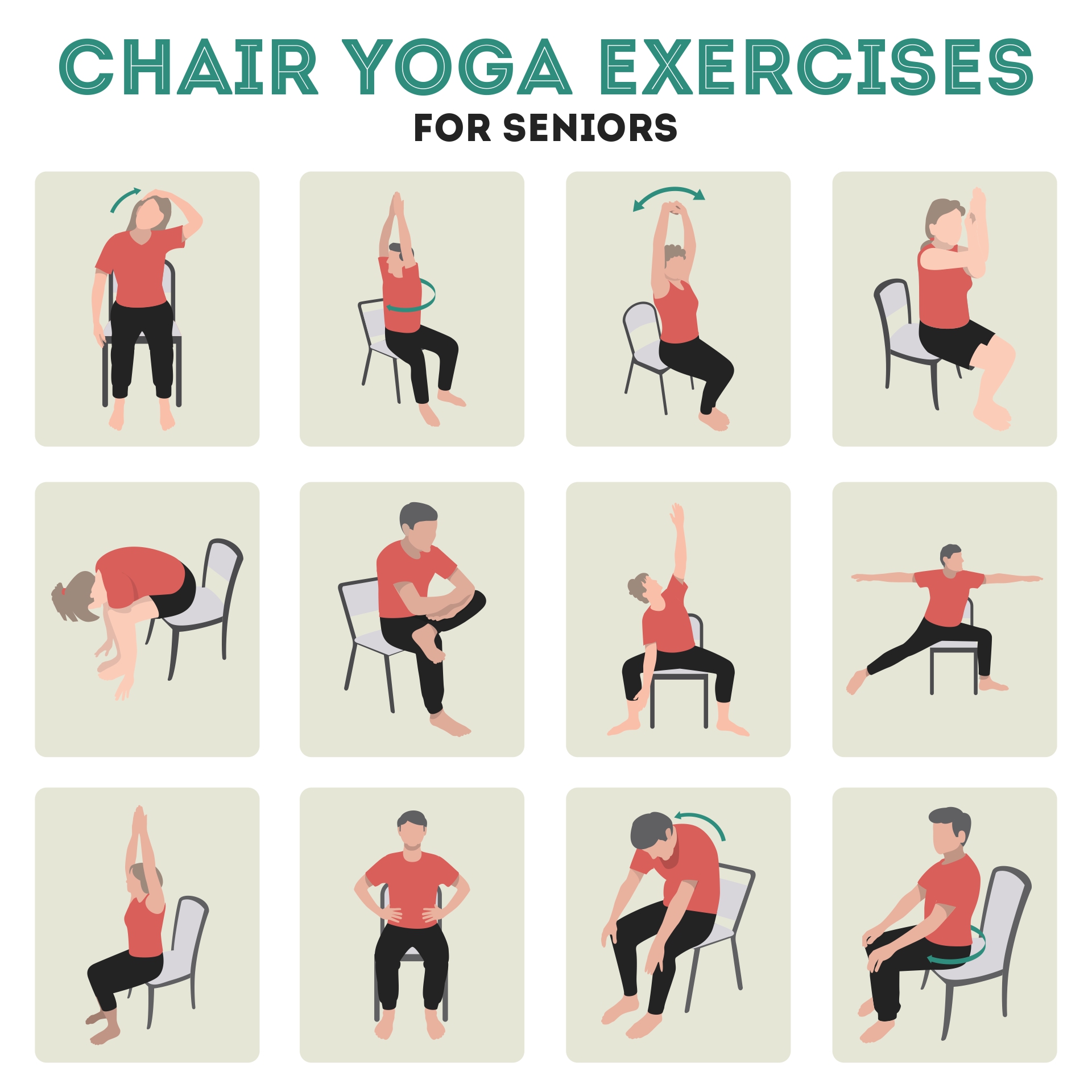 Printable Chair Yoga Exercises For Seniors | Printablee