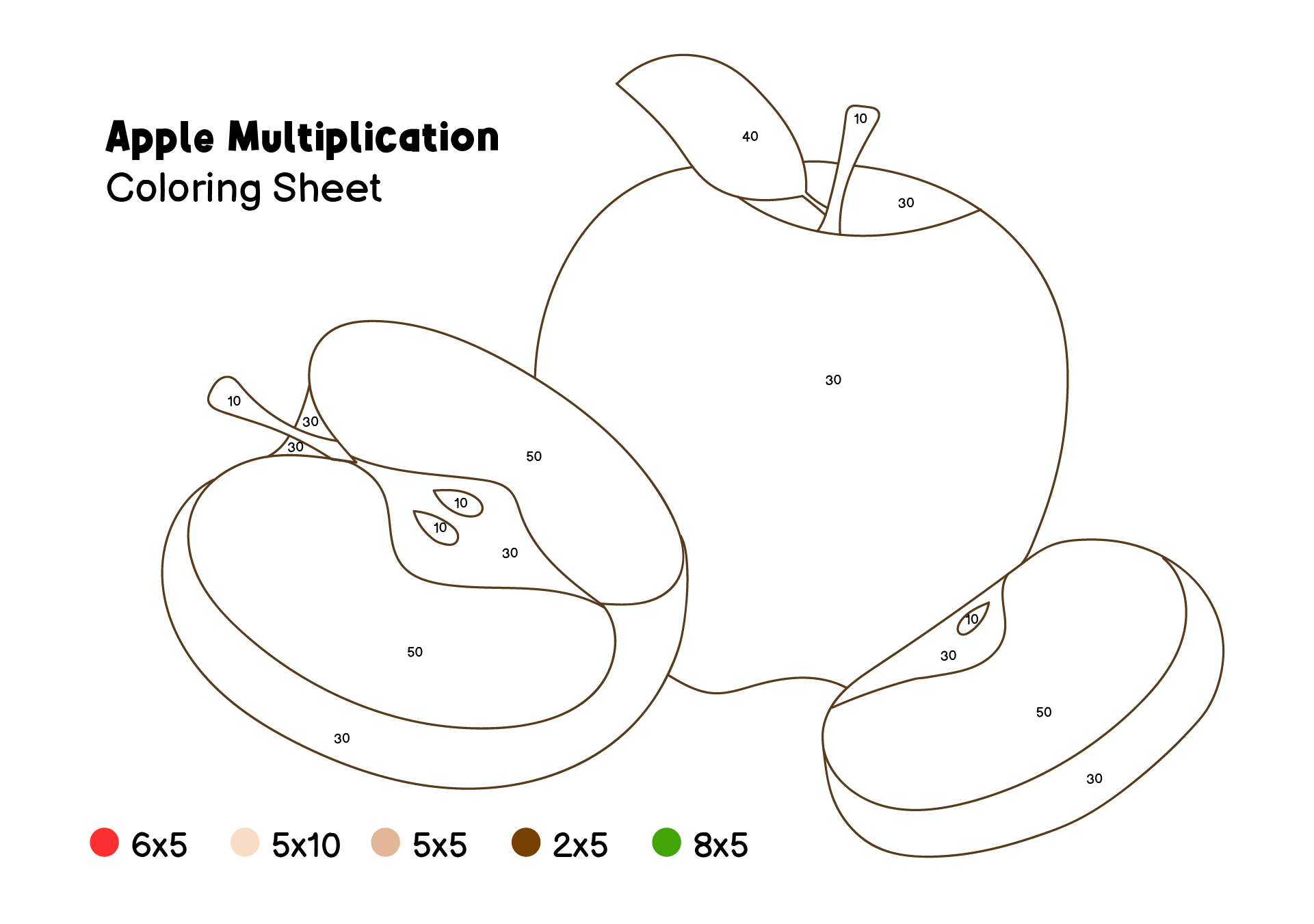 Apple Multiplication Coloring Sheet