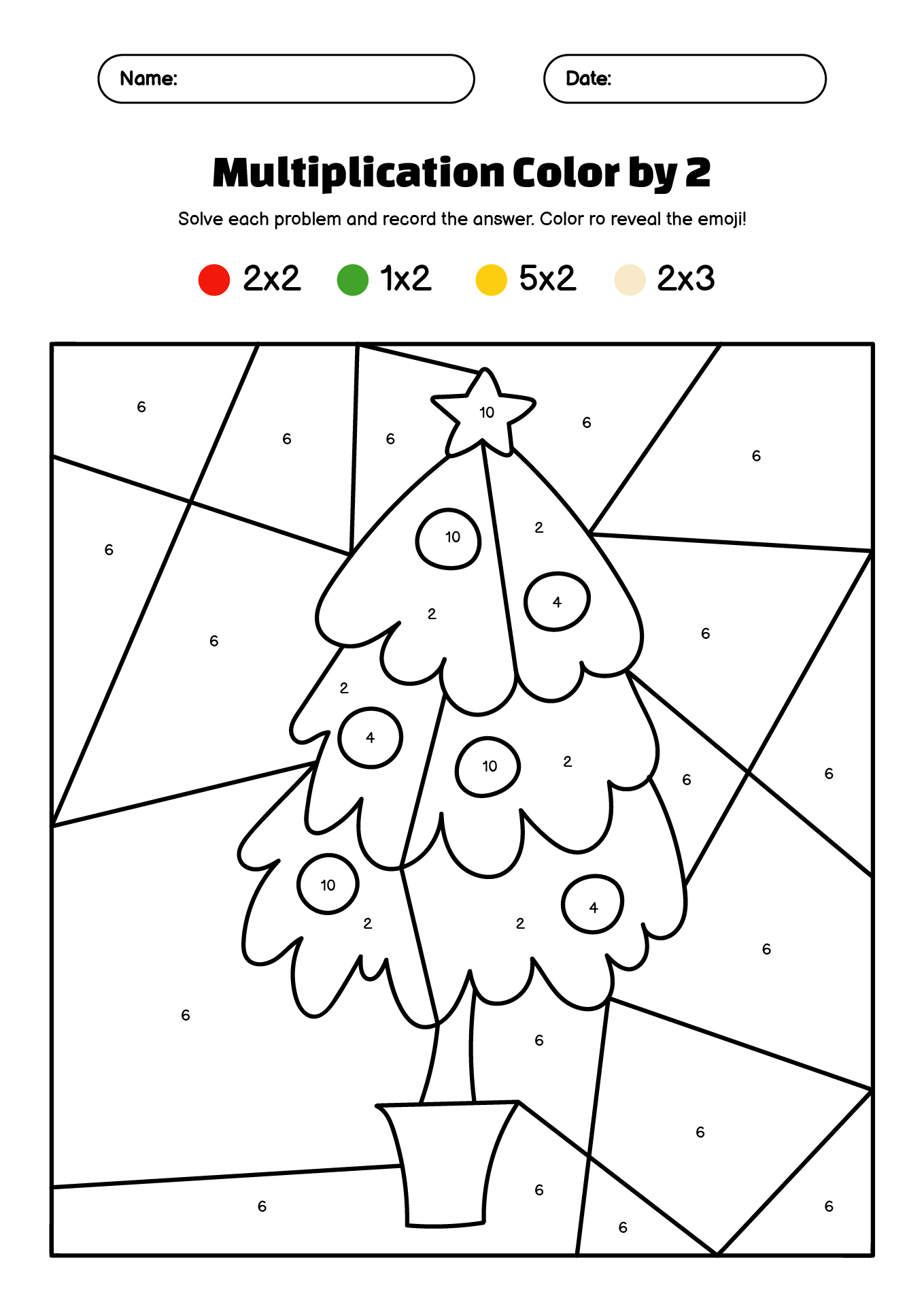 Christmas Multiplication Coloring