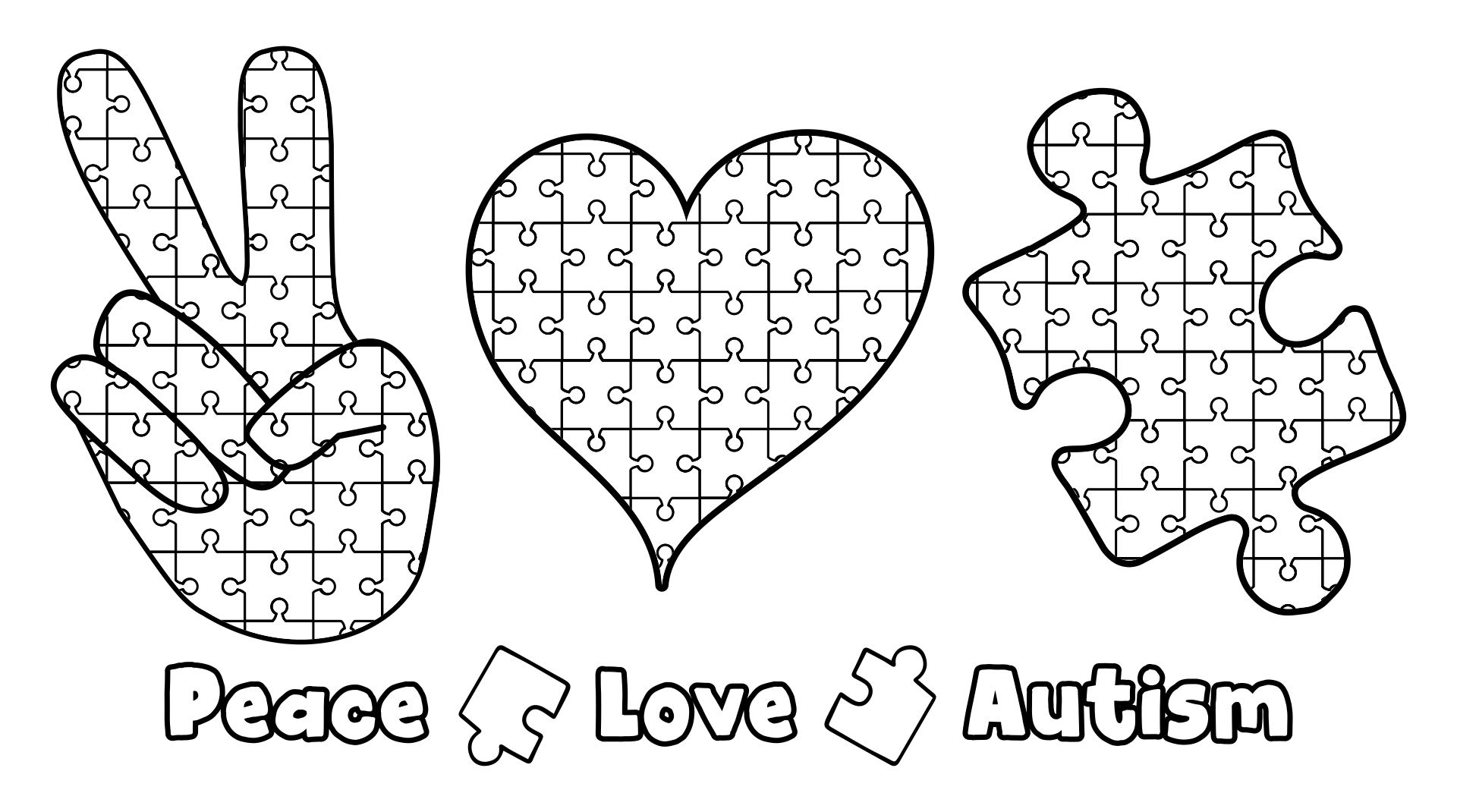 Peace Love Autism Coloring Page