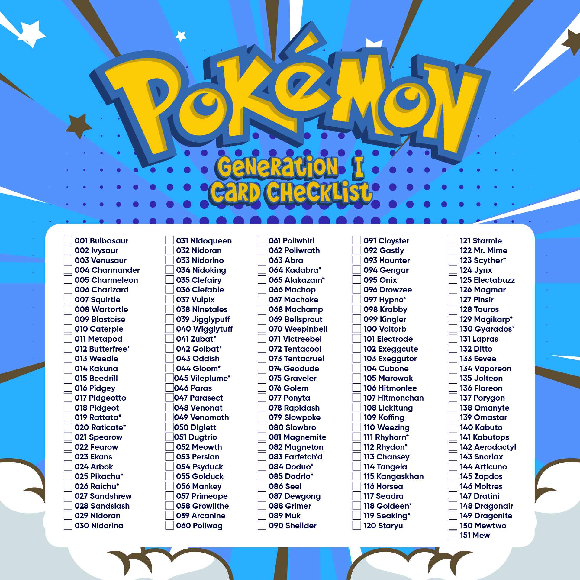 Pokemon Checklist Generations