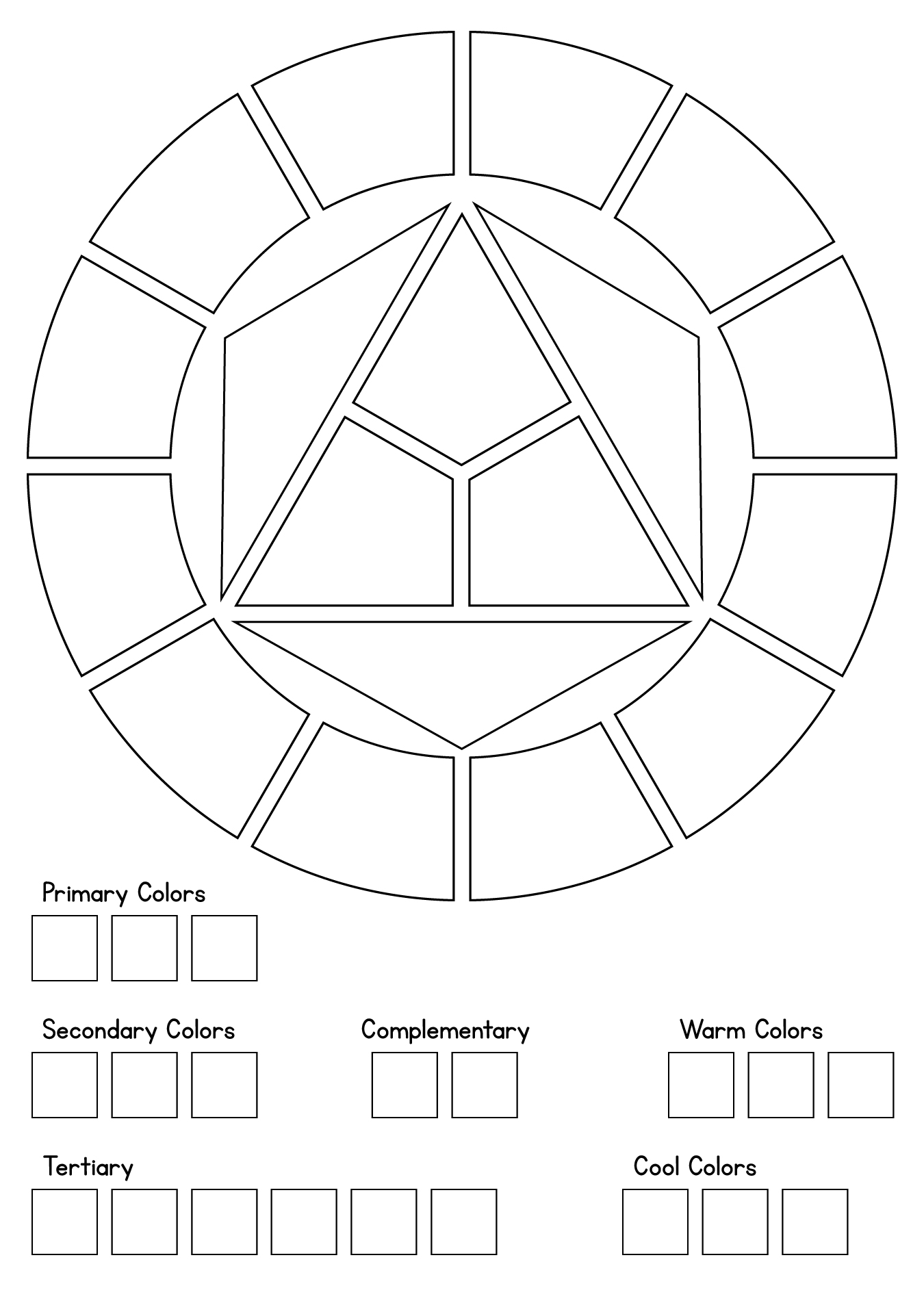 Basic Color Theory Wheel Worksheet