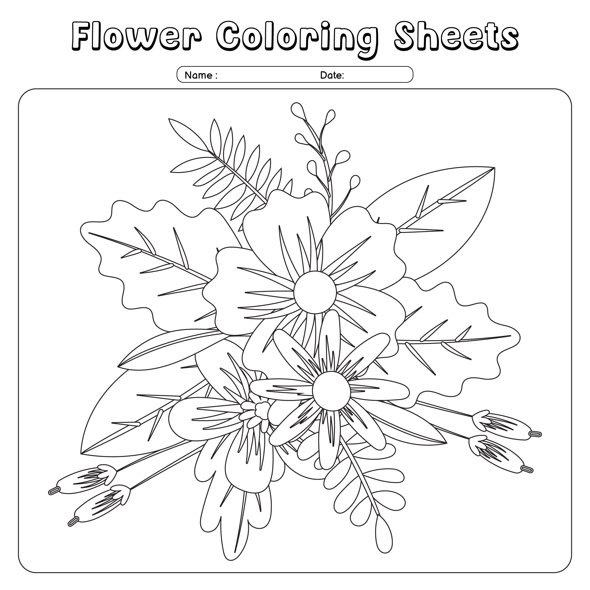 Flower Coloring Sheets Template