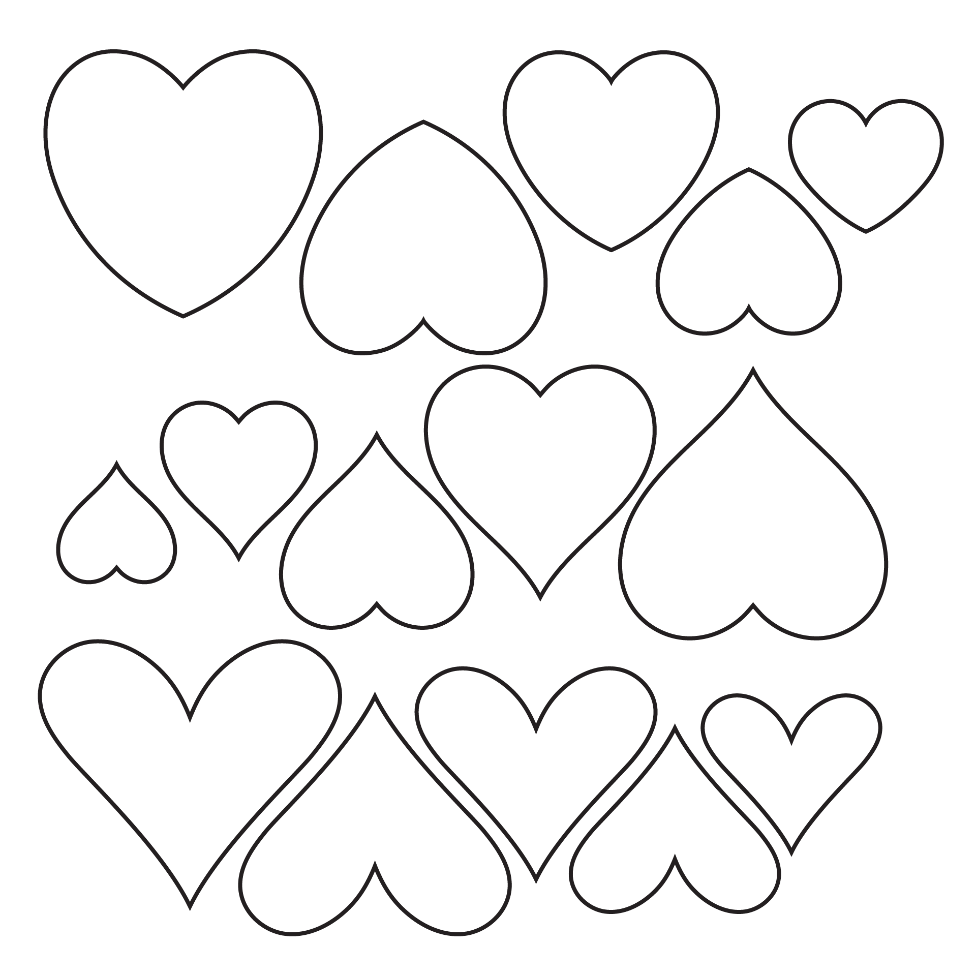 Heart Templates Of Different Sizes