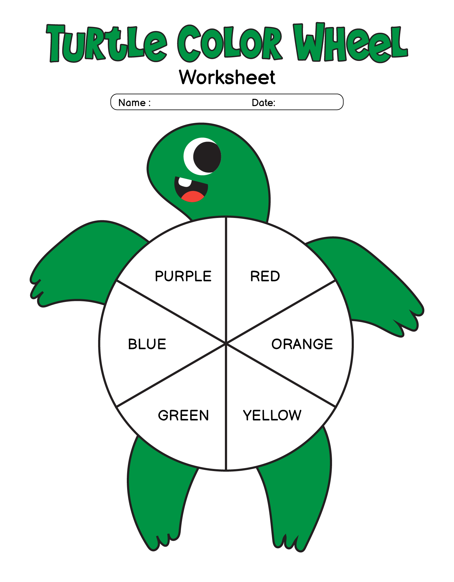 Turtle Color Wheel Worksheet