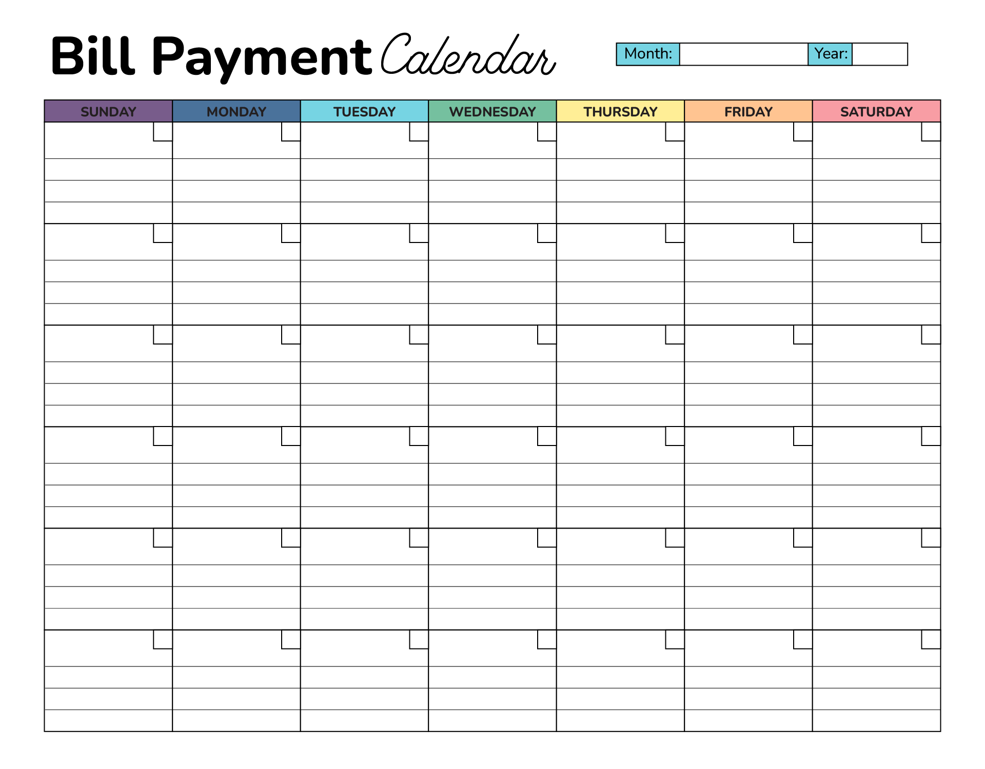 Bill Payment Calendar Graphic