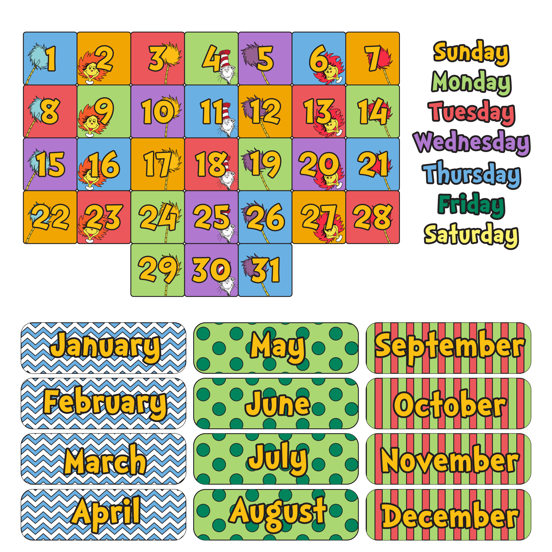 Classroom Calendar Set Dr. Seuss