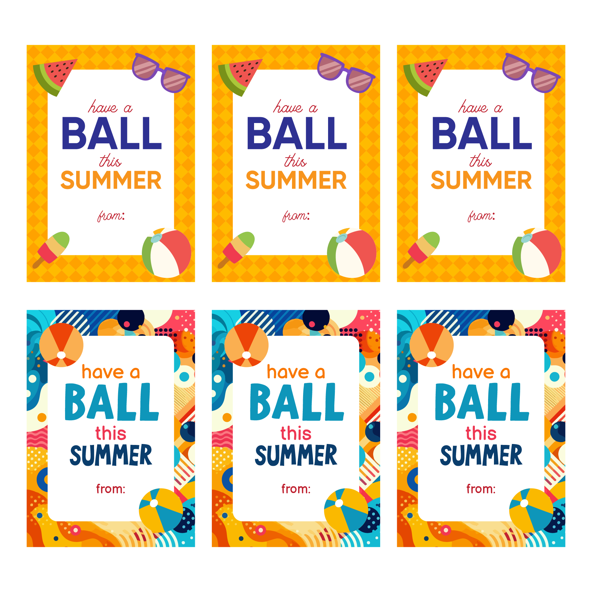 Last Day Of School Class Gift Tags Summer Ball