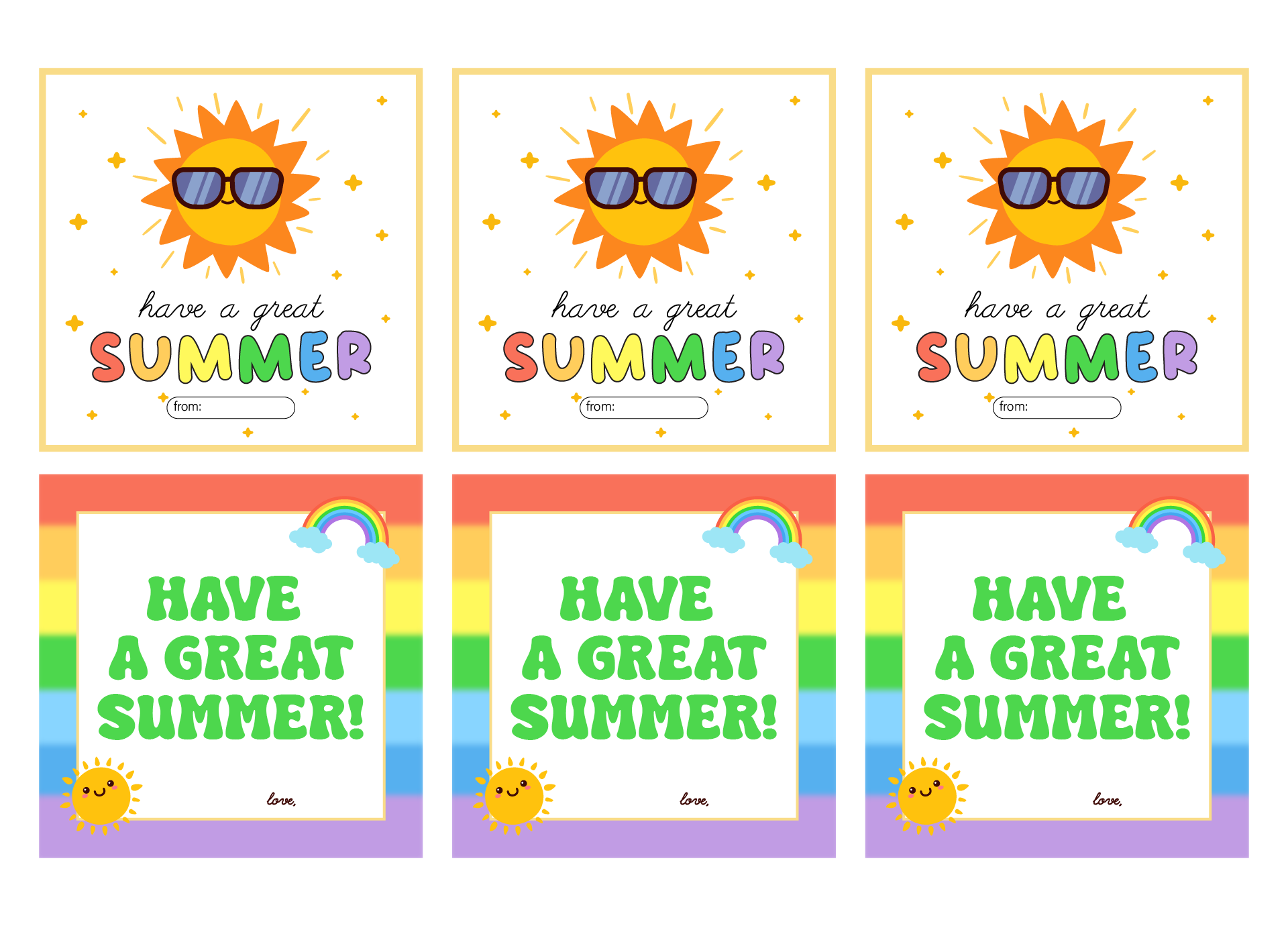 Rainbow Student Gift Tags Have A Cool Summer