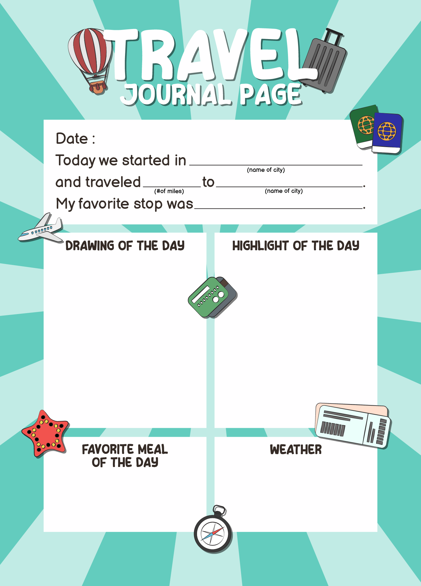 Trip Journal Page Template