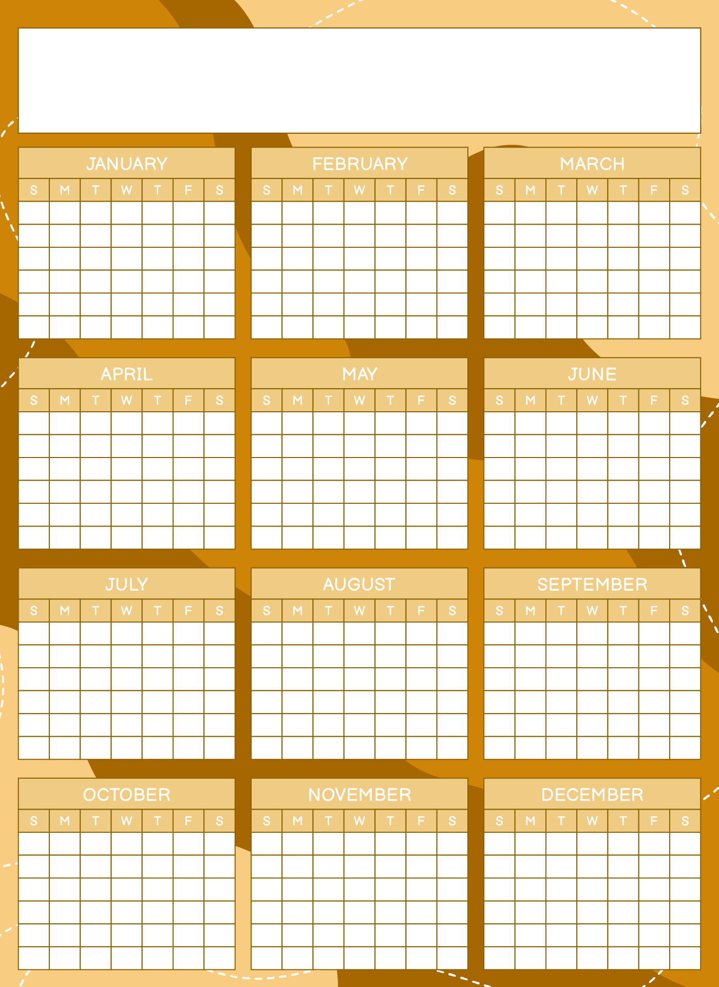 Yearly Blank Calendar Template